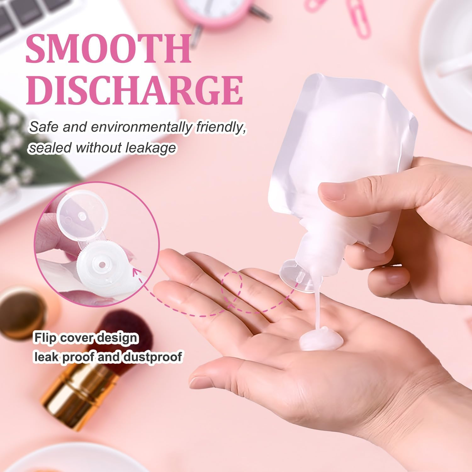 Travel Pouches for Toiletries, 2025 New Portable Travel Fluid Makeup Packing Bag, Stand up Pouch, Refillable Clear Travel Containers for Shampoo Conditioner Lotion Soap Liquids ﻿, 12Pcs Mix, 50ML image number 1