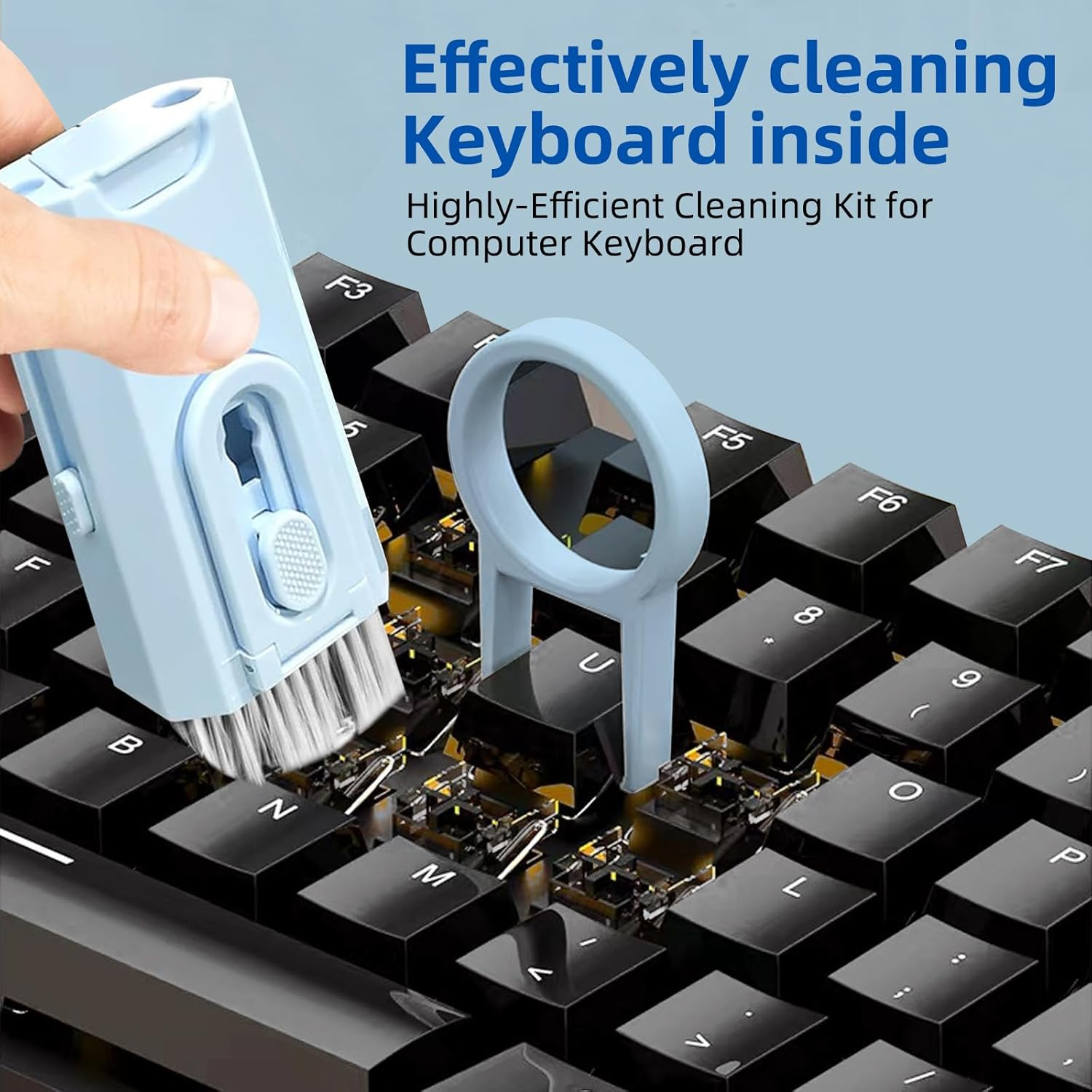 8 in 1 Multifunctional Electronic Cleaner Kit - Keyboard Cleaning Kit, Laptop Cleaner with Brush, Electronic Cleaning Tool for Airpods Pro/Laptop/Phone/Computer/Screen,Blue image number 3