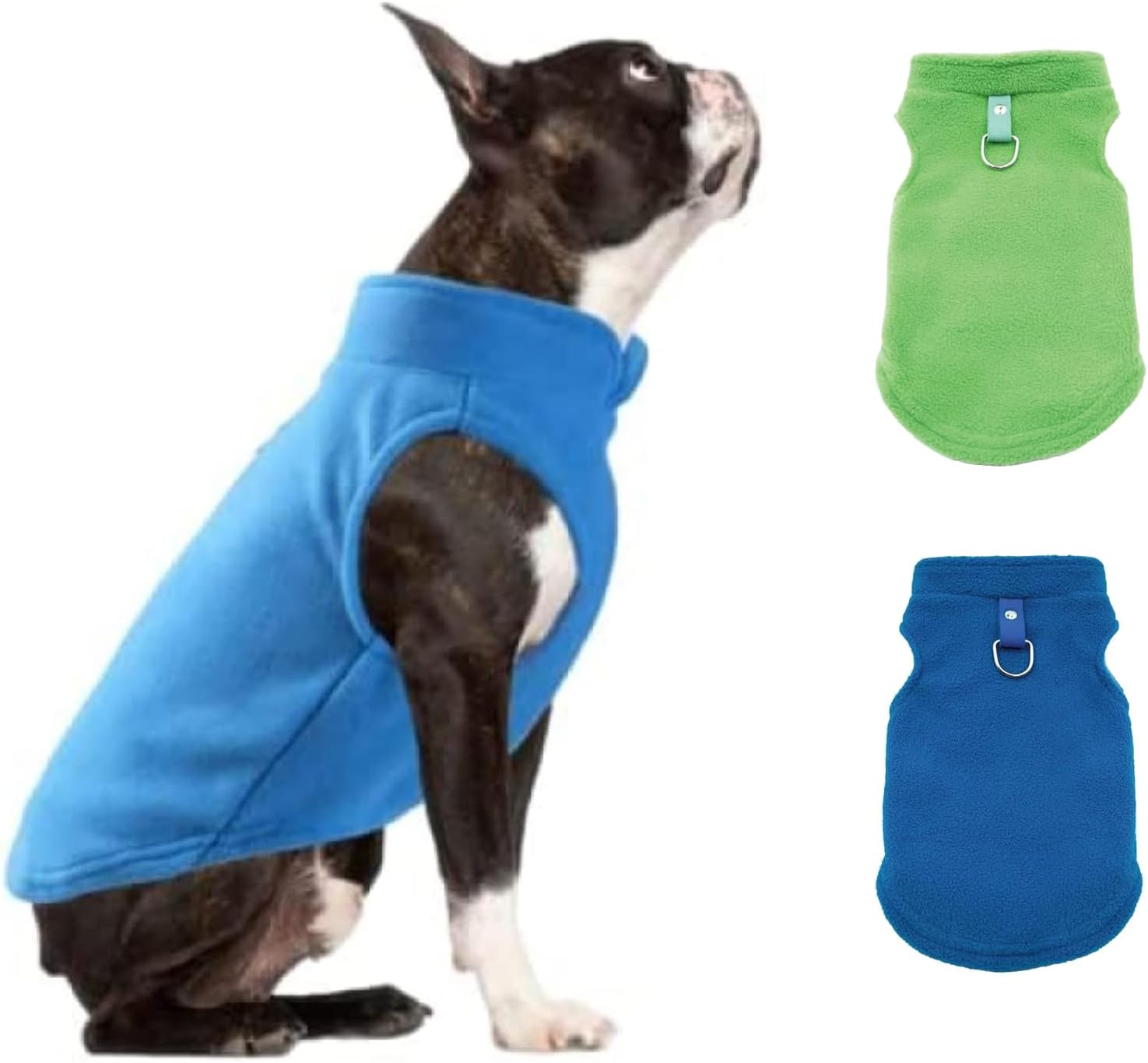 2-Pack Fleece Vest Sweater with Leash Ring, Fleece Cold Weather Jacket for Puppies Small Dogs, Kittens, Cats, Chihuahua (S: 4-6Lbs) image number 3