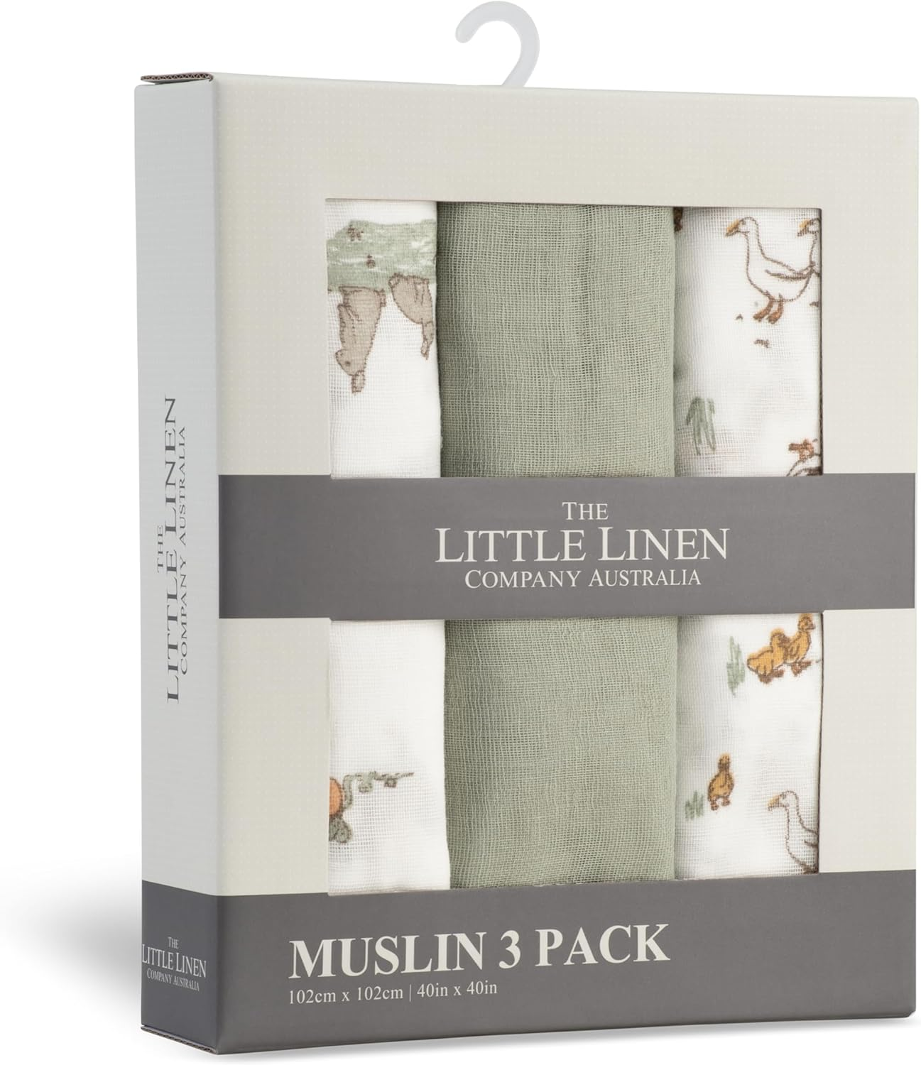 The Little Linen Company Baby Muslin Swaddle Wrap 3Pk - Farmyard Lamb image number 6