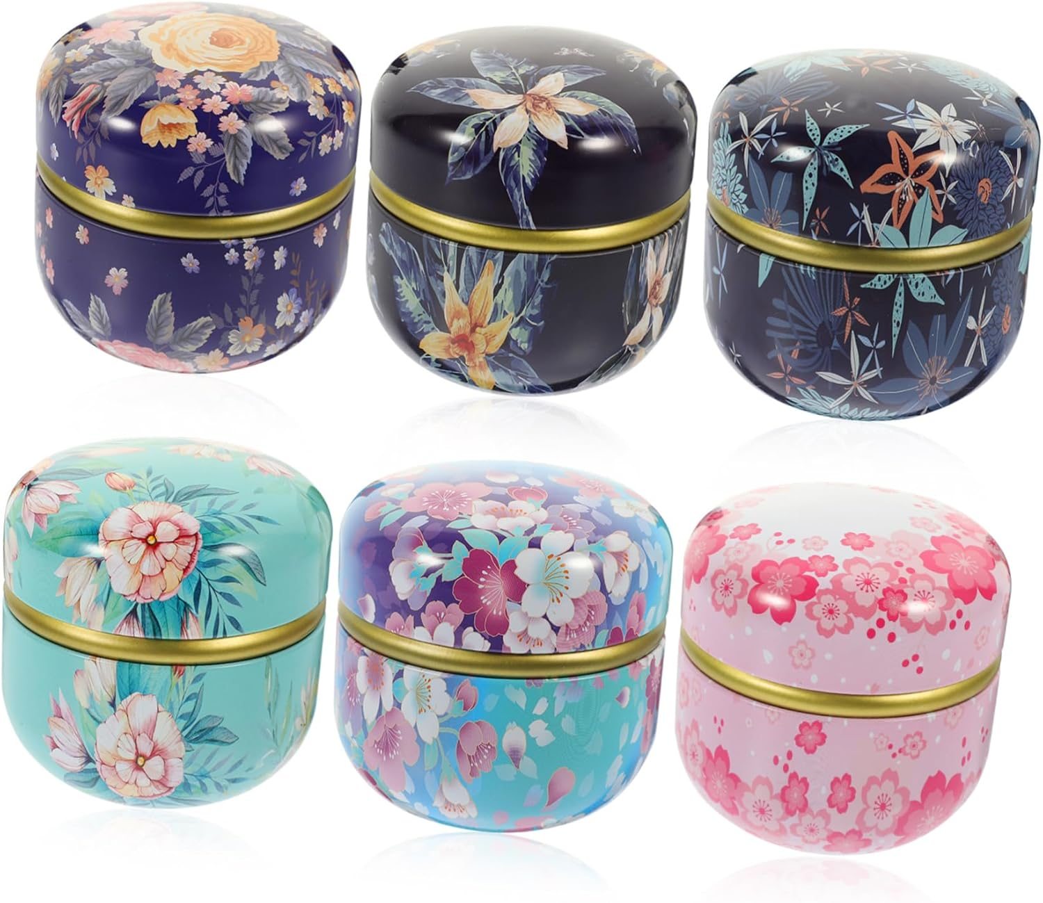 FUNOMOCYA 6Pcs Tinplate Candy Storage Jars Inner Lids round Storage Containers Multi-Use Packaging Boxes for and Home Random Style image number 3