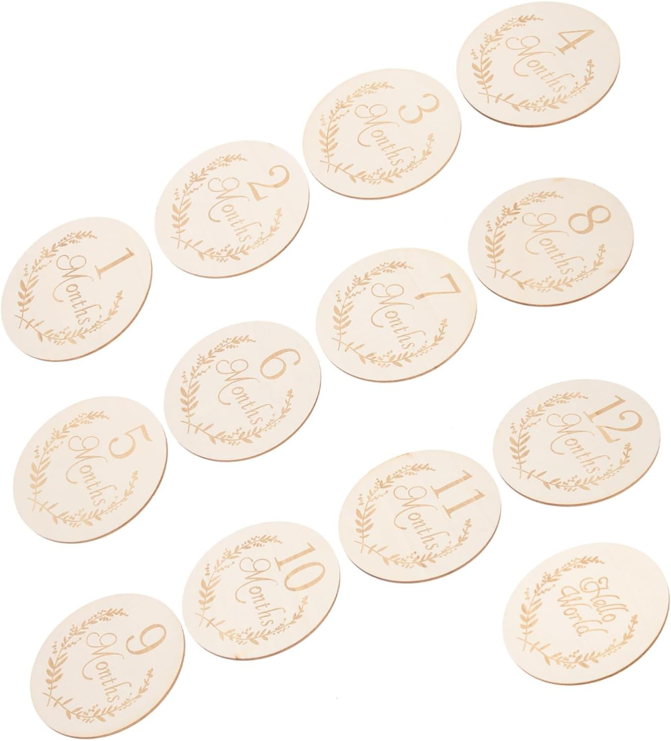 HEALSOPTHY 13Pcs Wooden Slices Monthly Milestone Cards Infant Growth Photography Props Natural Poplar Wood for Baby Party Supplies and Recordings image number 4