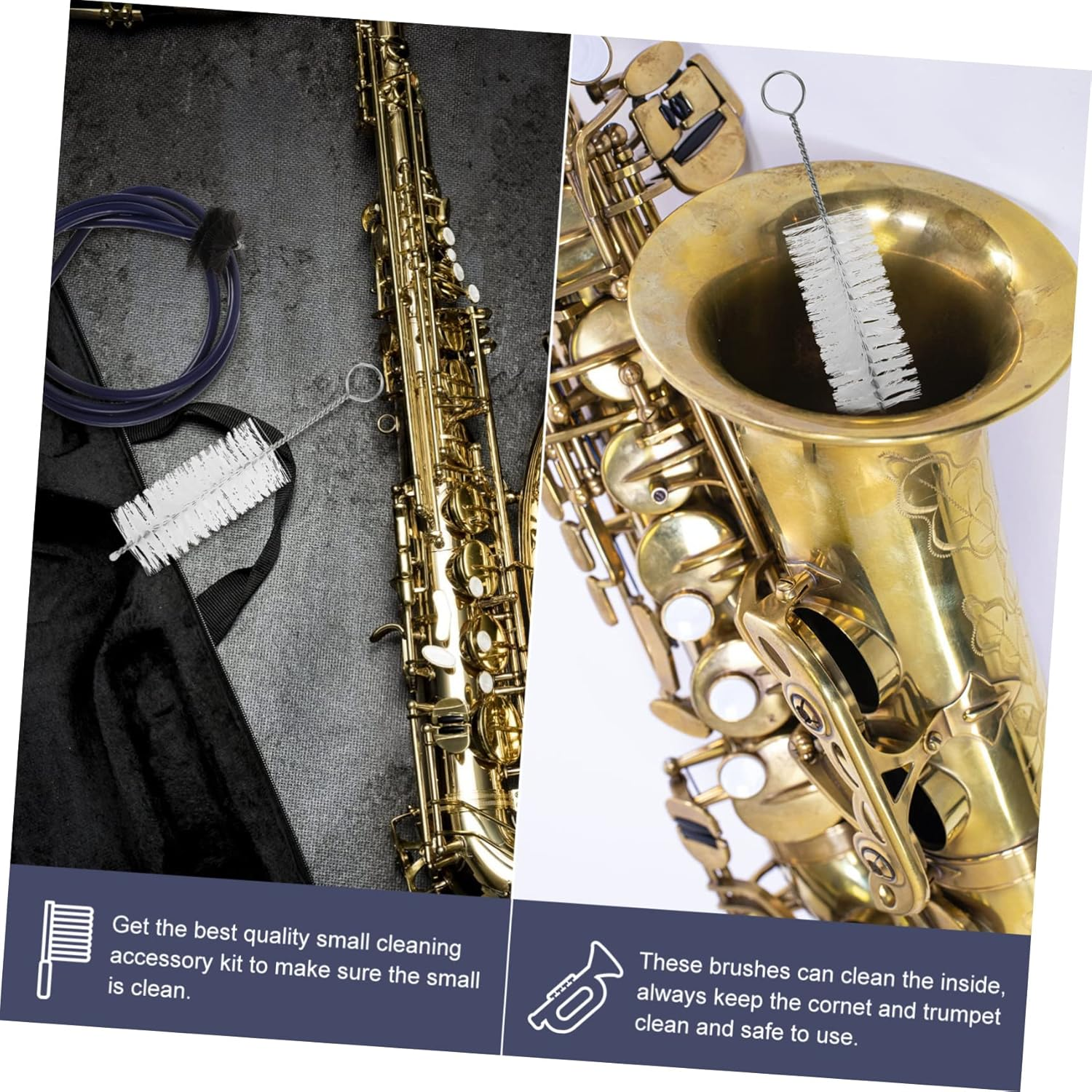 Kisangel 1Set Trumpet Cleaning Tools Kit Trumpet Cleaning Brush with Pointed Brush and Mouthpiece Brush for Trumpet Maintenance and Care image number 2