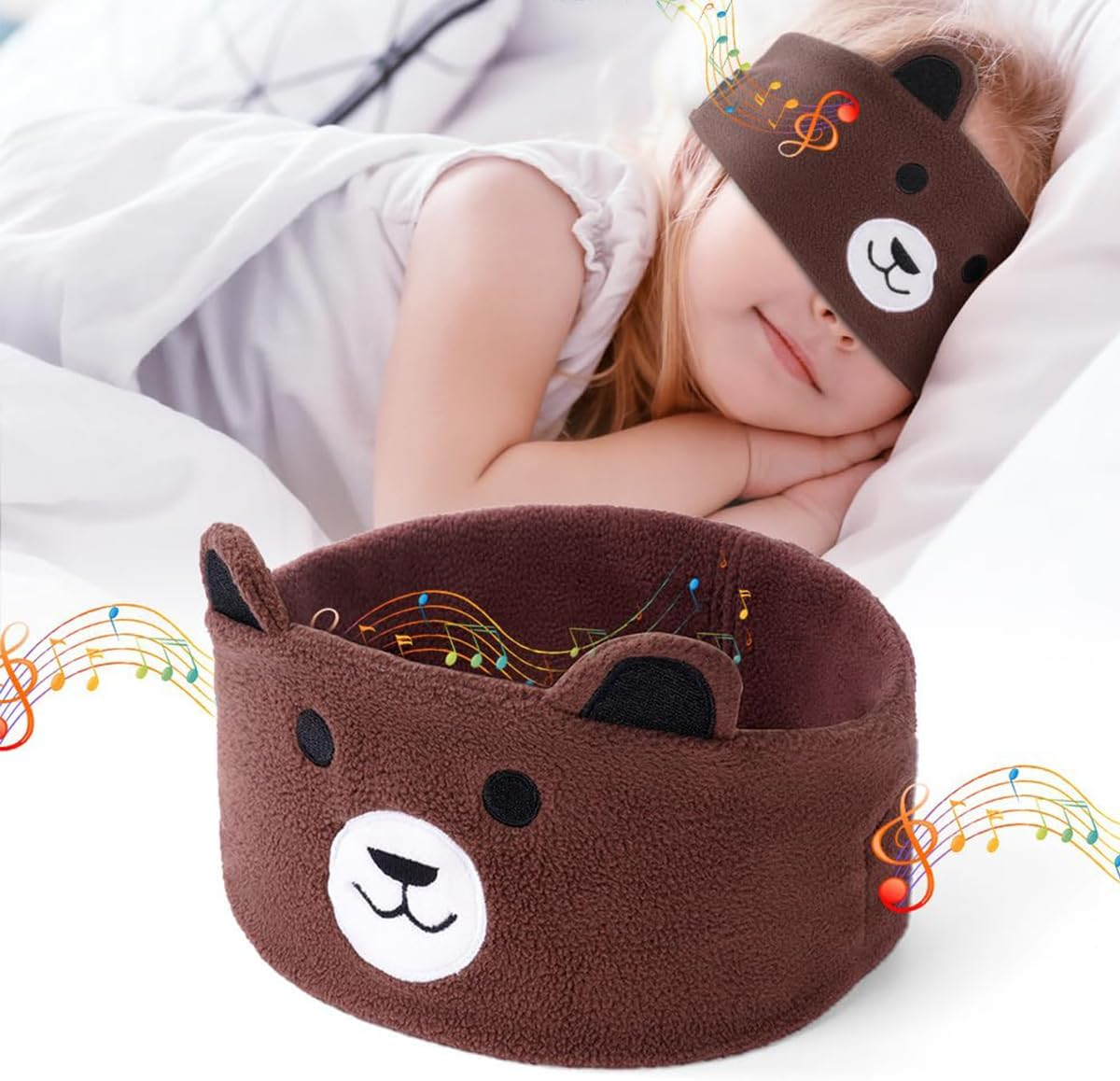 Enwye Bear Headphones with Headband, Soft Bluetooth Headset, Hifi Stereo Super Bass Music Headphones for Men and Women, Office, Napping, Travel, Workout image number 5