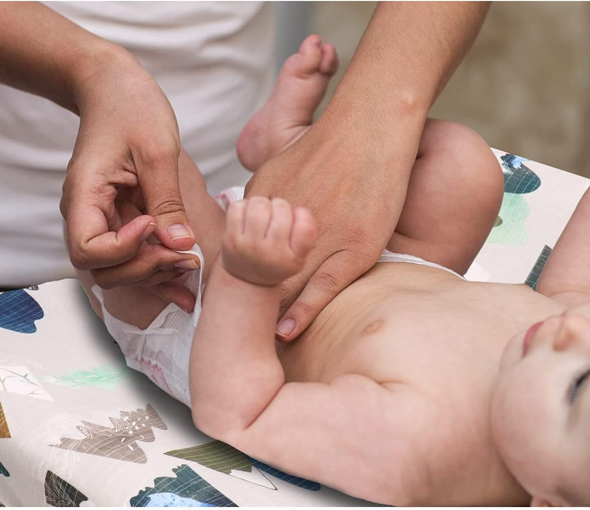 Changing Pad Cover Diaper Changing Mat Cover Sheets for Newborn Boys Soft Breathable Nursery Changing Table Sheets Mountains - Flower image number 7