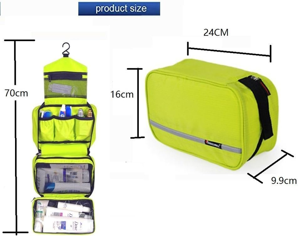CYBERNOVA Multi-Functional Waterproof Compact Hanging Cosmetic Travel Bag Toilet Bag Toiletry Bag Washbag Organizer Kits/Cosmetic Pouch/Personal Care Hygiene Purse (Yellow-Greeen) image number 3