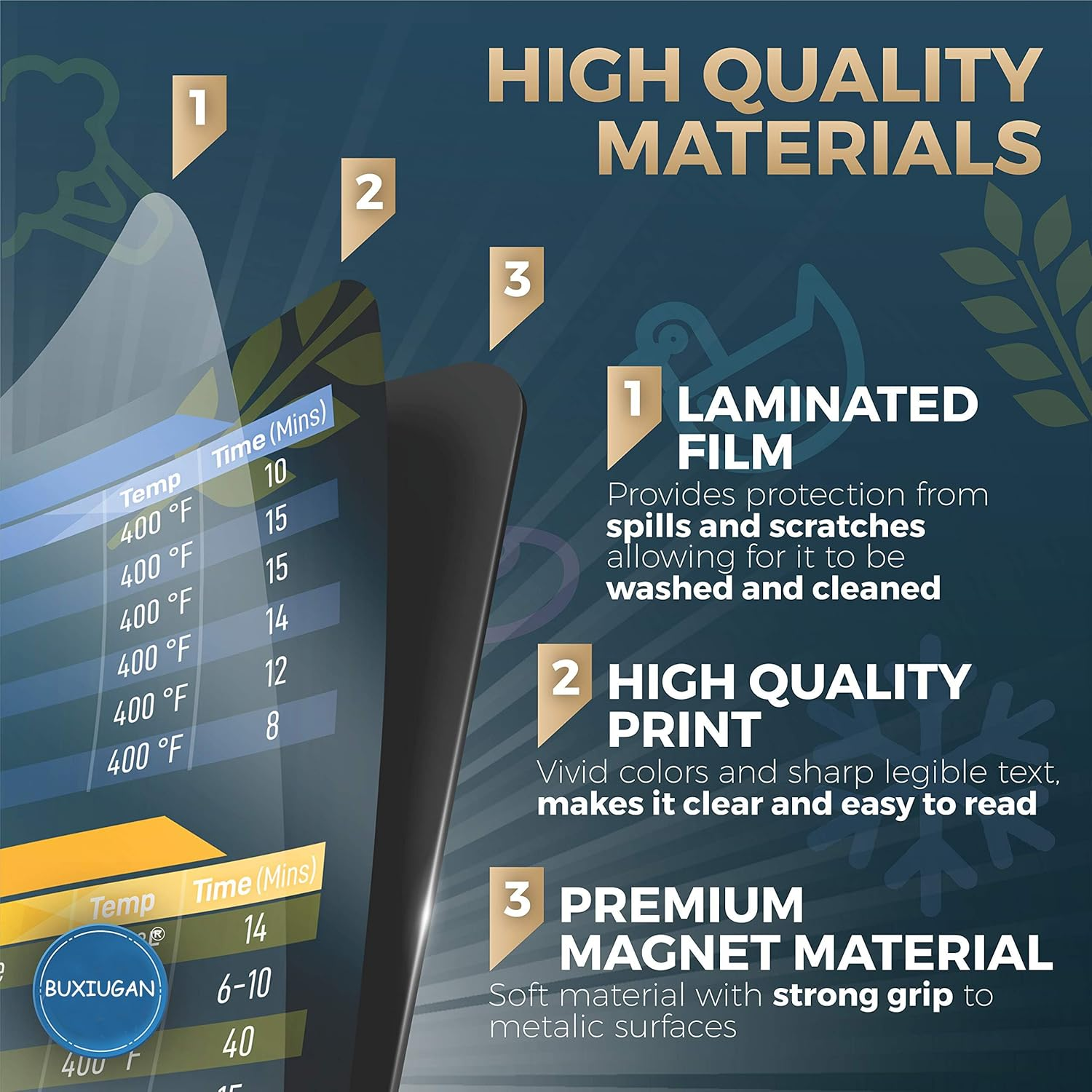 Air Fryer Magnetic Cheat Sheet Set, Air Fryer Accessories Cooking Guide Sheet, Airfryer Accessory Air Fryer Cookbook Magnet Sheet Quick Reference Guide for Cooking and Frying (Black)