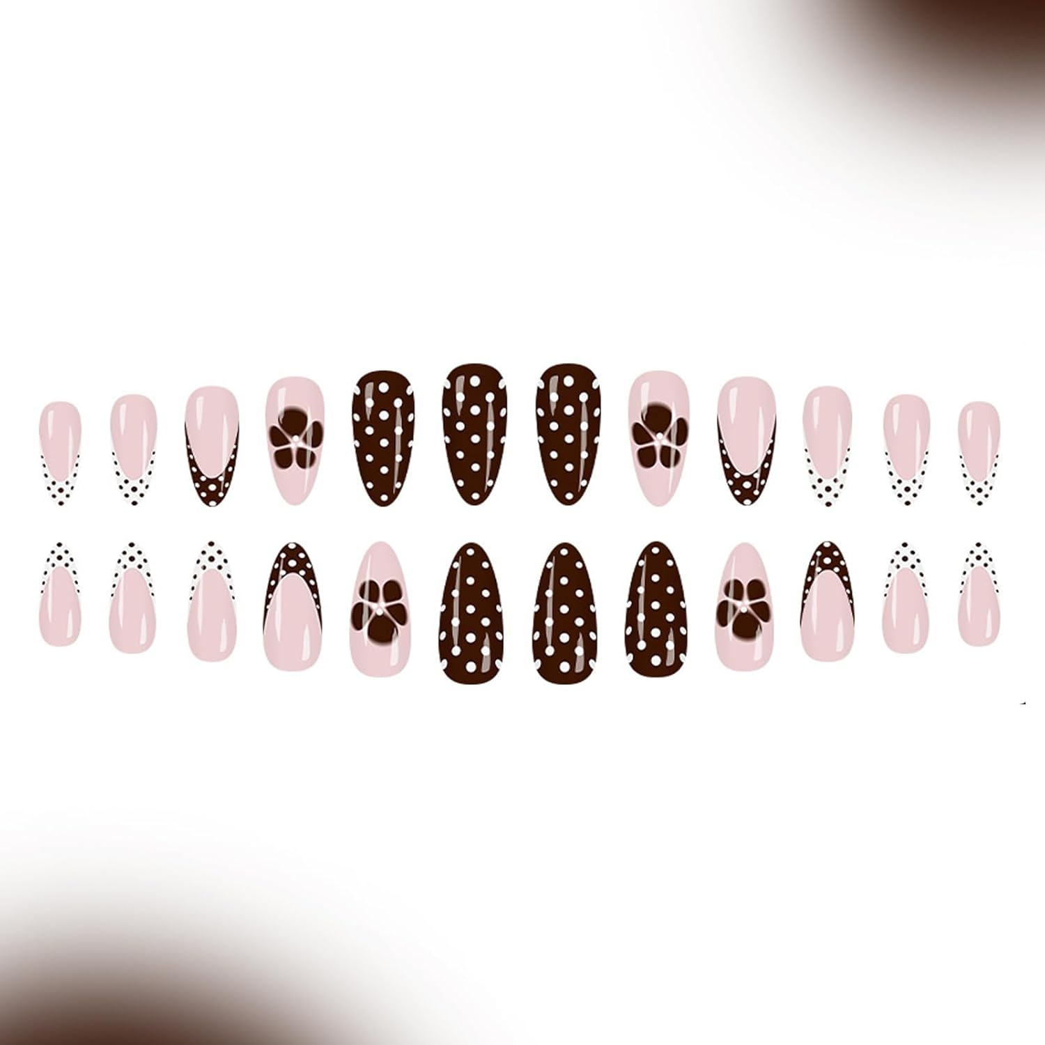 Multiple Sizes Autumn Winter False Nails Black White Glitters Press on Nails 24Pcs ABS Christmas Art Sensitive Skin Safe Fake Nail image number 5
