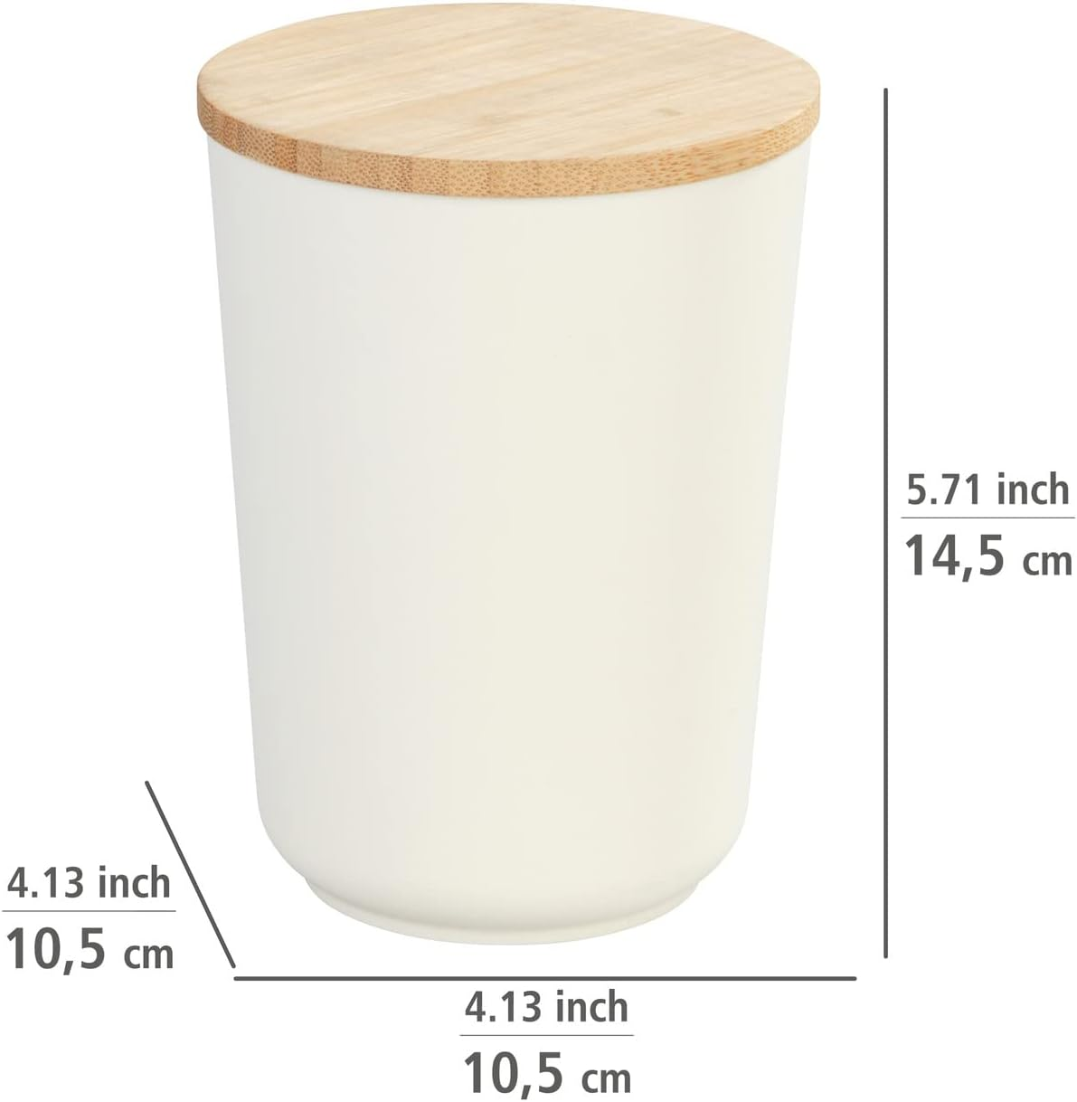 WENKO Plaia Storage Jar, 750 Ml, Cream Storage Jar with Bamboo Lid, Equipped with a Silicone Ring, Airtight Closure, Dishwasher Safe Tin, Bpa-Free, Diameter 10.5 X 14.5 Cm