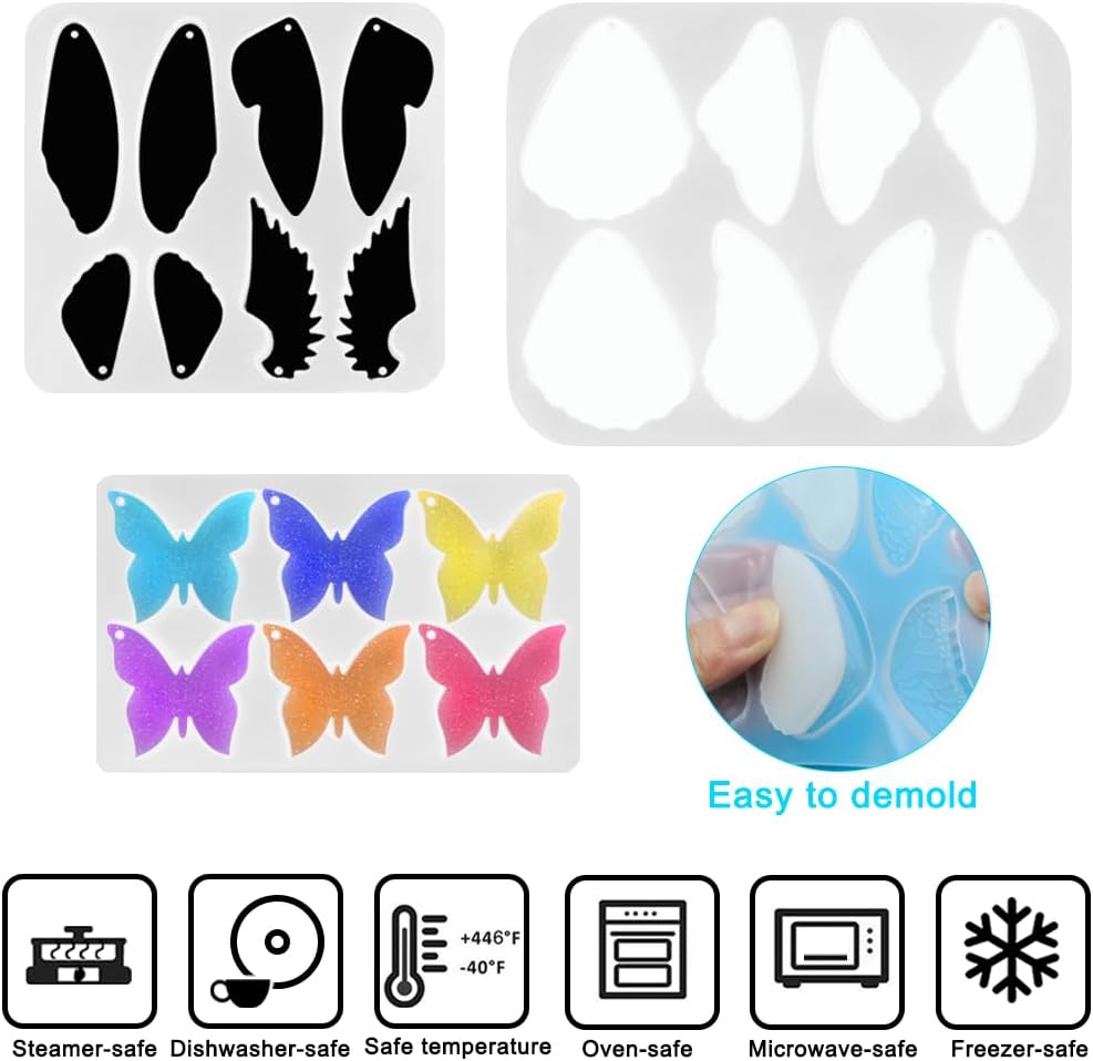 AFUNTA 3 Pieces Butterfly Resin Molds Silicone Realistic Butterflies and Wings Jewelry Molds DIY Gifts for Women image number 1