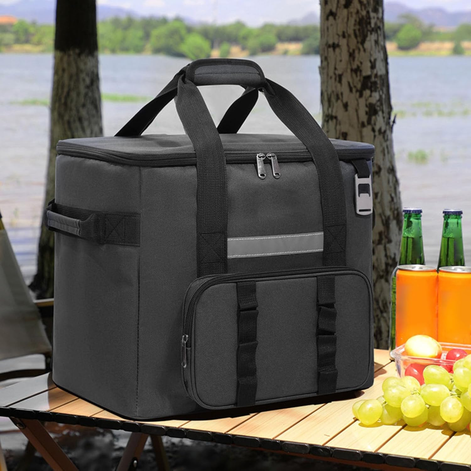 Soft Cooler Bag, 60 Cans Insulated Cooler Bag, 40L Large Collapsible Cooler Bag, Portable Ice Chest Food Lunch Bag, Camping Cooler for Travel, Camping, Picnic