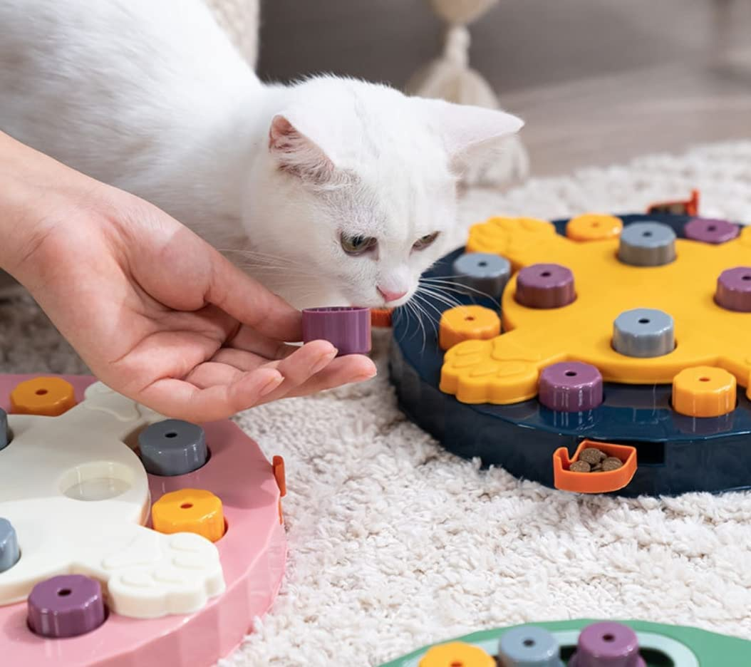 Paw Puzzlers Advanced Dog Puzzle, Enrichment Toy, Treat Puzzle, Dog Interactive Food Toy (Pink, Geometric) image number 3