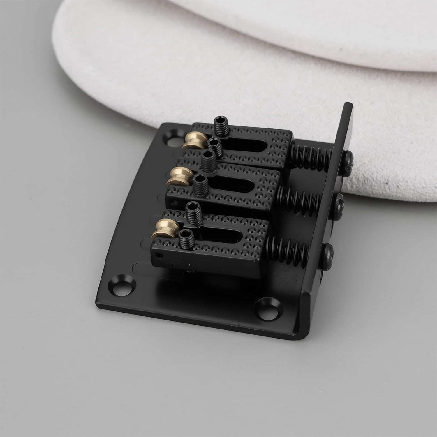 VGOL Black 3-String Electric Guitar Bridge with 1 Wrench and 4 Screws - Silver image number 2