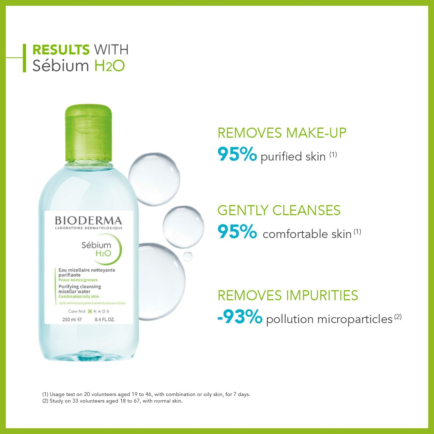 BIODERMA S&eacute;bium H2O Micellar Water - Purifying Makeup Remover Cleanser Solution for Oily Acne-Prone Skin, 250Ml image number 6