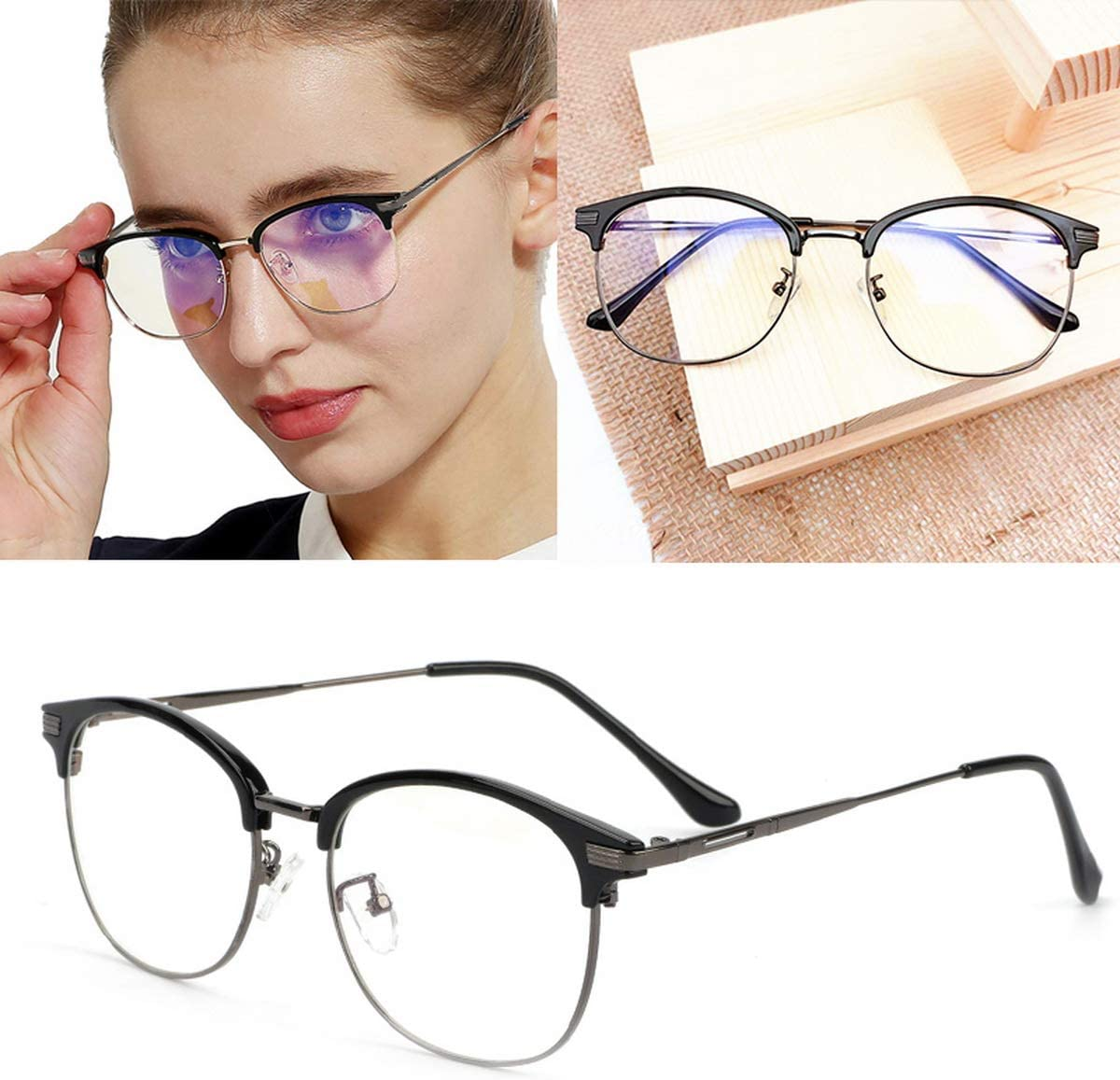 Blue Light Blocking Gaming Glasses anti Eyestrain Glasses Gaming Eyewear Retro Vision Care anti Glare for PC Laptop Gamer Reading (Black Frame Clear Lens) image number 2