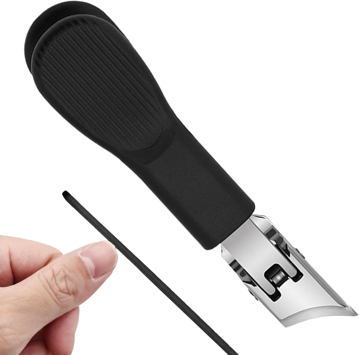 Finger Nail Clippers - Stainless Steel Wide Jaw Opening Nail Clippers - Long Handle Fingernail Trimmer Slanted Nail Cutter for Seniors