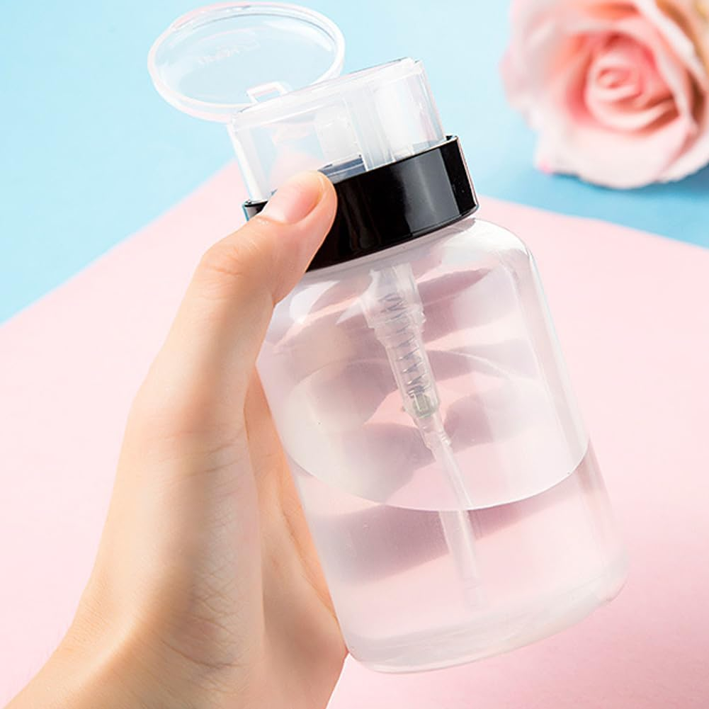 3 X 200Ml Nail Polish Remover Pump Bottles Empty Push down Dispenser Container for Makeup Remover Liquid Nail Art Tools Salon Storage Jars image number 1