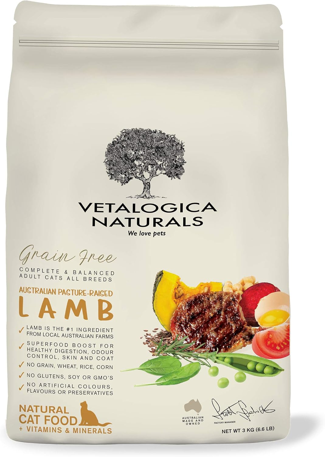 Vetalogica Naturals Grain Free Lamb Adult Dry Cat Food 3 Kg image number 1