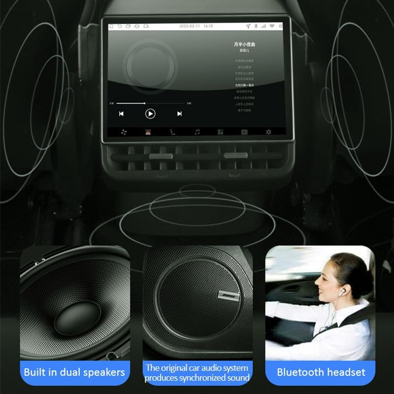 SKEKECIE 8.66 Inch Rear Display Screen Compatible with Tesla Model 3 19-23 & Y19-24, Wifi. Android 13 Supports HD Movie Watching,4+64G,8-Core, Supports Seat Adjustment and Rear Air Conditioning image number 5