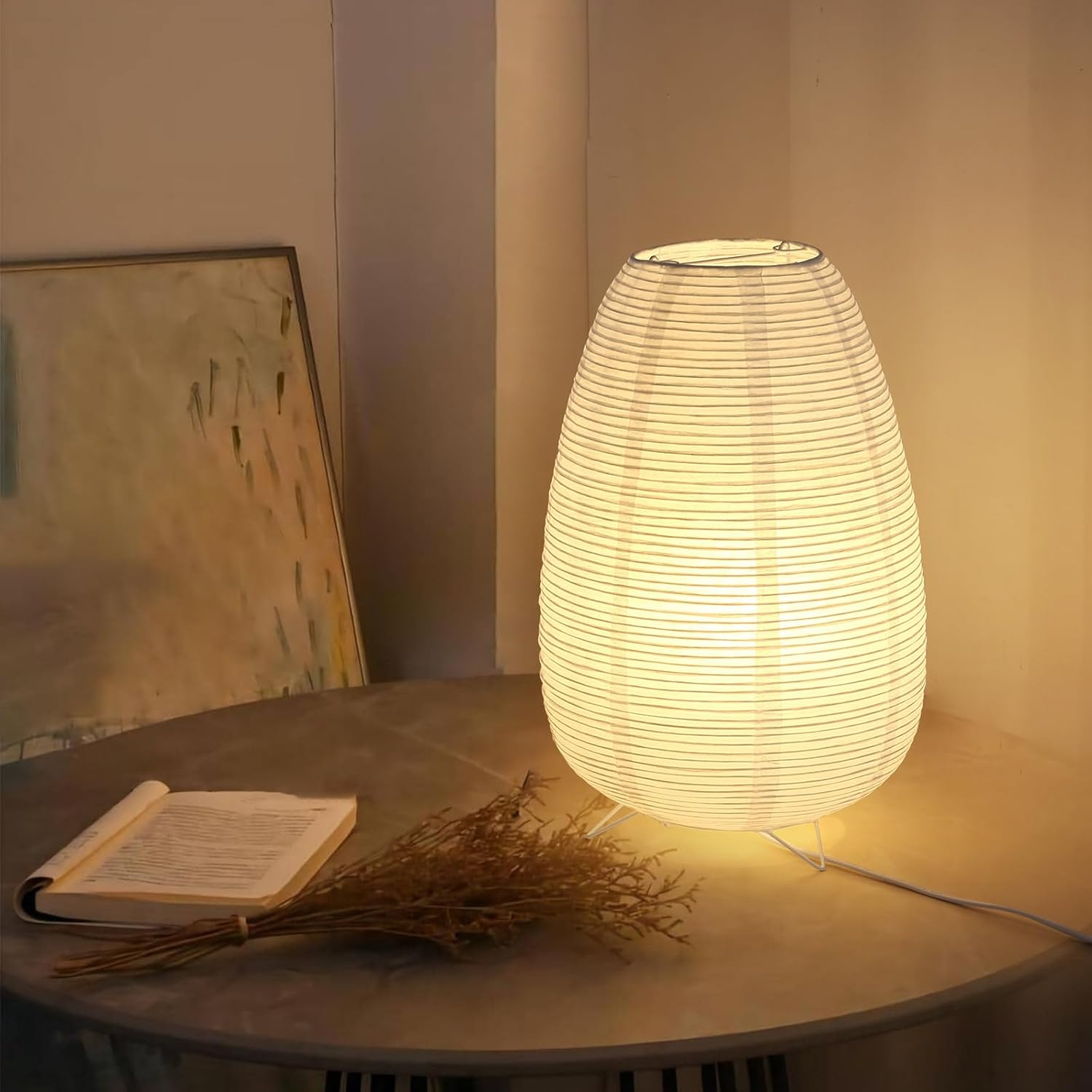 Noguchi Paper Lamp, Rice Paper Akari Floor Lamp, Paper Lantern Lamp with Washi Paper Shade, Ideal for Bedside, Living Room, and Japandi D&eacute;cor image number 5