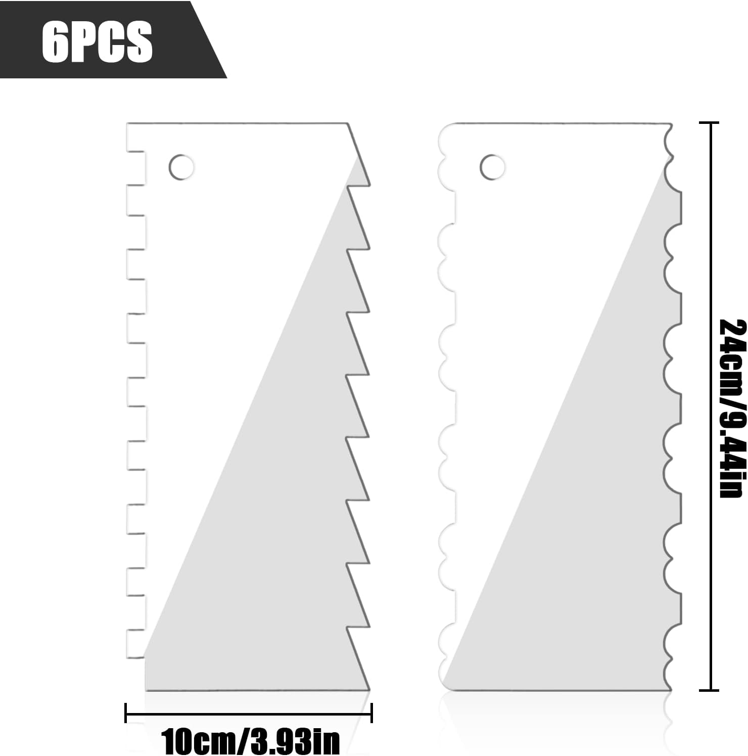 NILLOS Cake Decorating Comb, 6 PCS Clear Cake Scrapers Set for Cake Contouring, Detailing (6 Kinds) image number 4