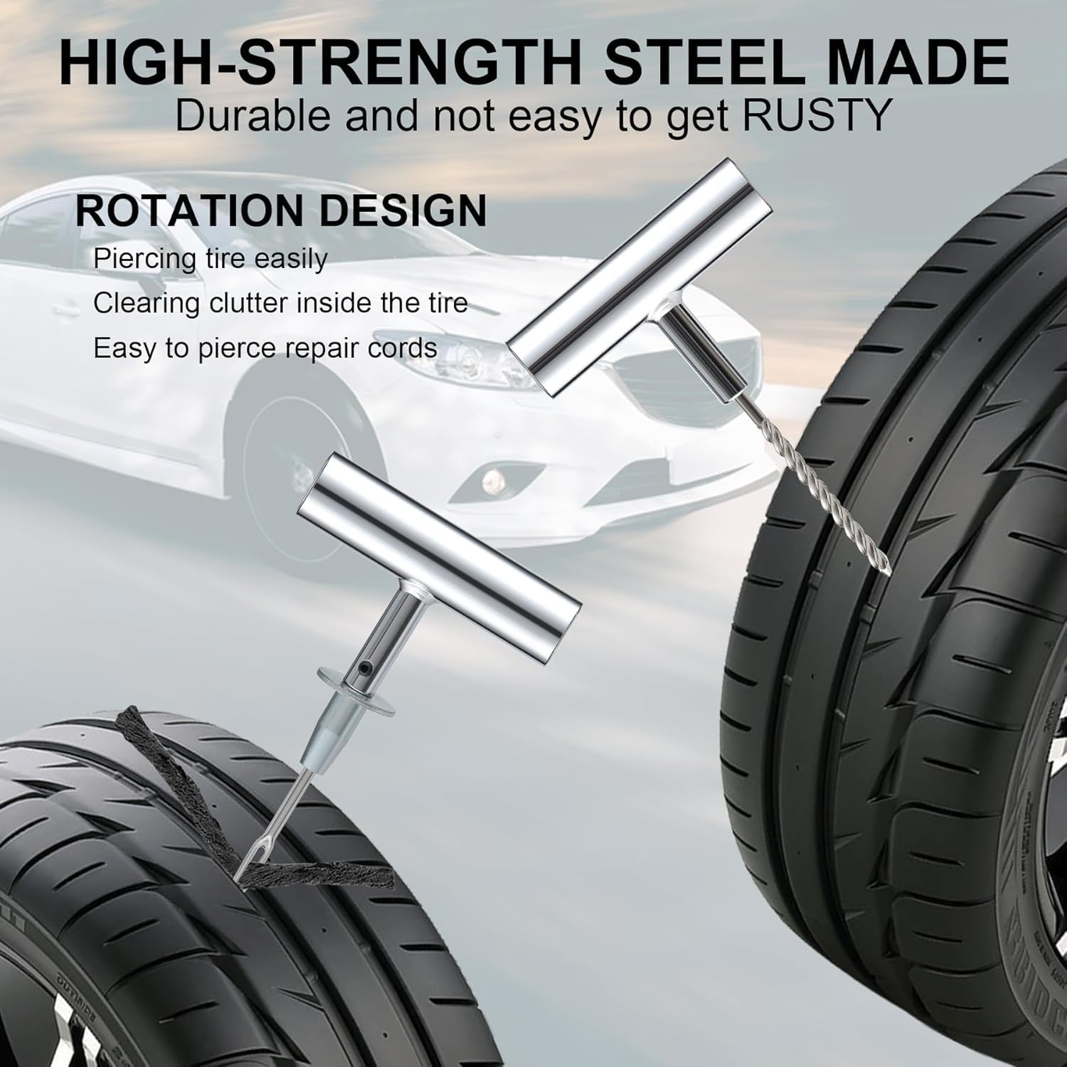 SFFCA Tubeless Tire Repair Kit, 37-Piece Set, Heavy Duty Puncture Repair Tool for Cars, Trucks, Motorcycles, Rvs, Tractors image number 2