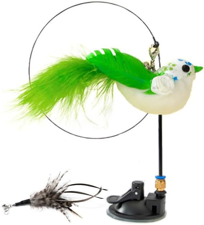 Tootoo Cat Play Toy Simulation Birds Teaser Wand Interactive Stick with Suction Cup image number 3