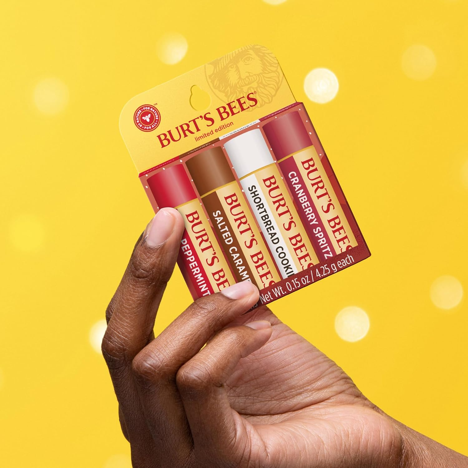 Burt'S Bees Gift Set | Lip Balm Set with Beeswax and Vitamin E | 100% Natural Origin | Shortbread Cookie, Cranberry Spritz, Salt Caramel and Peppermint | 4 X 4.25 G image number 5