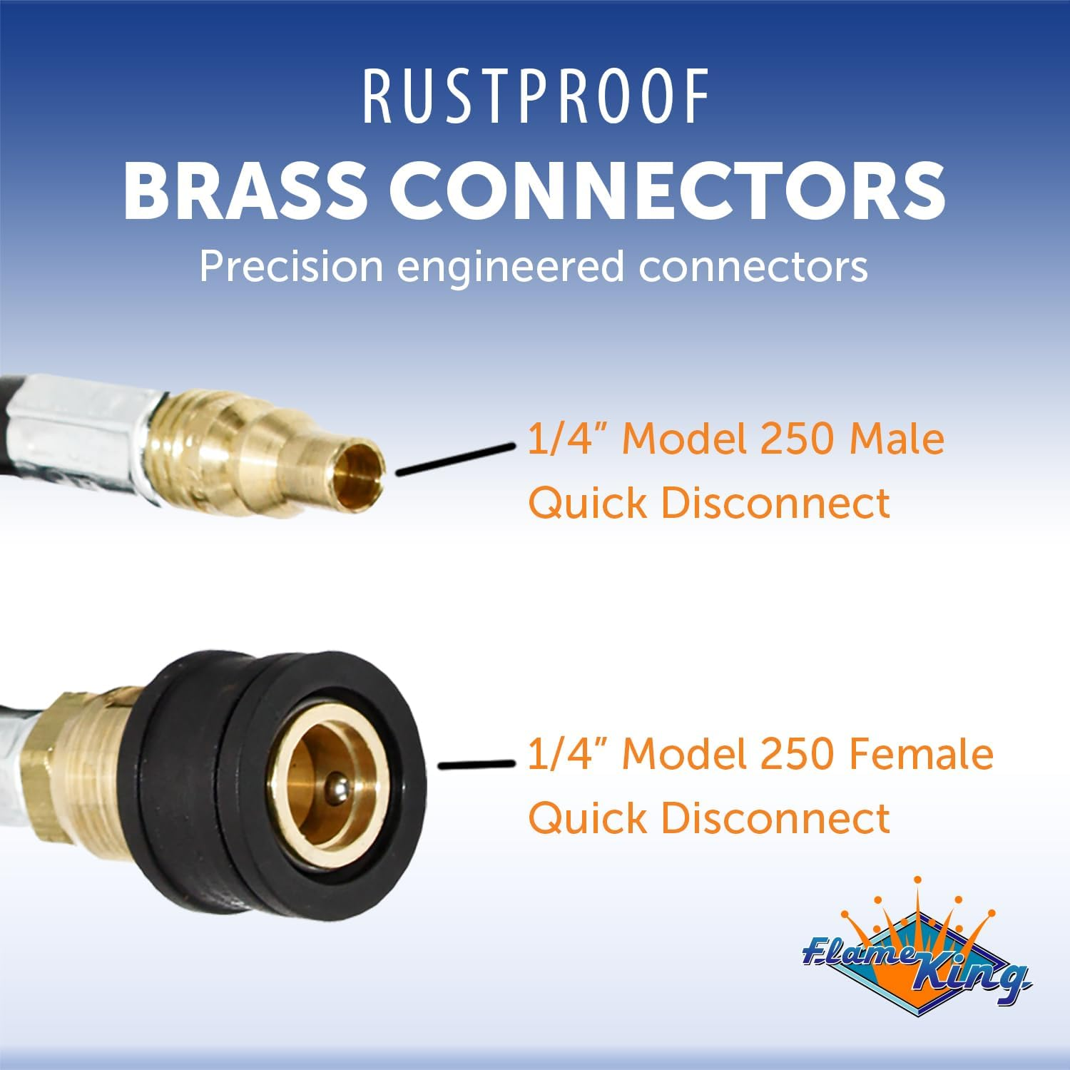 Flame King RV, Van, Trailer, Dual Quick Connect Hose, LP Gas Only, 72 Inch, 1/4 Inch ID - 100395-72