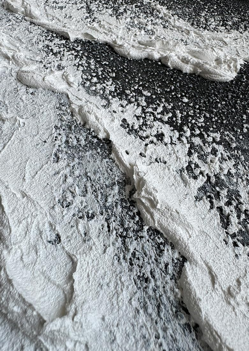 Black and White Beach Wave Textured Wall Art 3D Oil Painting Hand Painted Abstract Canvas Framed 40X20 Inch Acrylic Painting image number 2