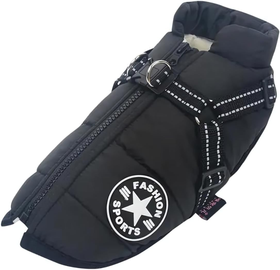 EZONEDEAL Dog Jacket with Harness, Waterproof Winter Dog Coat for Small Medium Large Dogs, Warm Dog Coat for Chihuahua Teddy Labrador French Bulldog (RED, L)