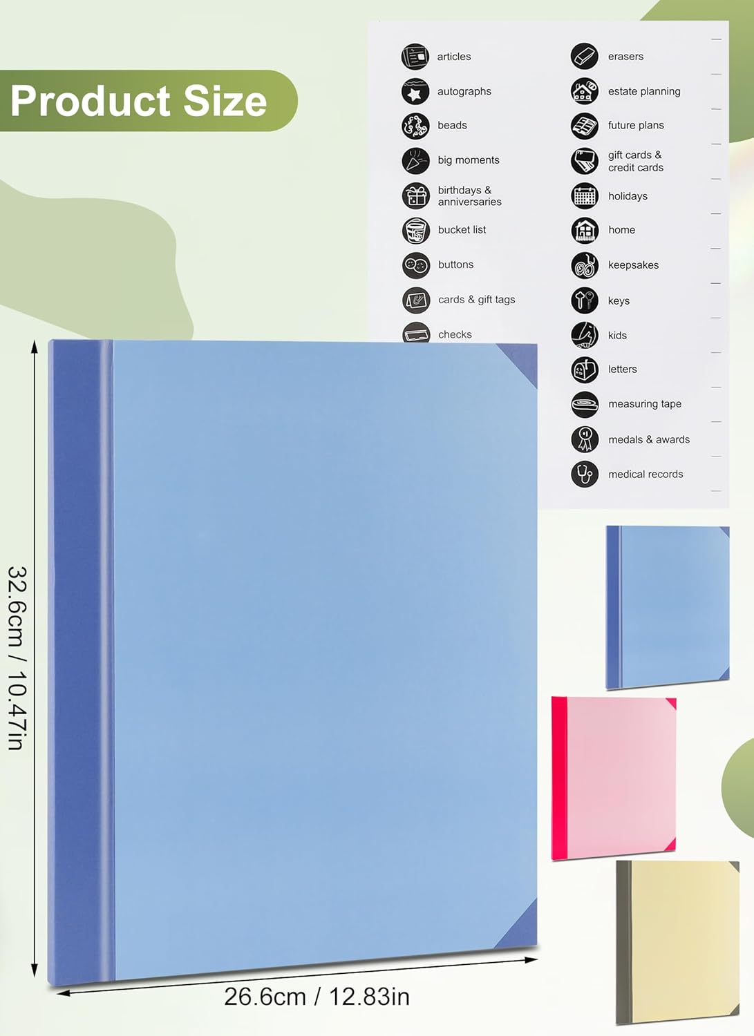 Gugxiom in Case I Go Missing Binder, Document Organizer Folio with Pockets & Labels, Paper Accordion File Organizer, for Classeur Important Document, Home School Office Supplies (Blue) image number 3