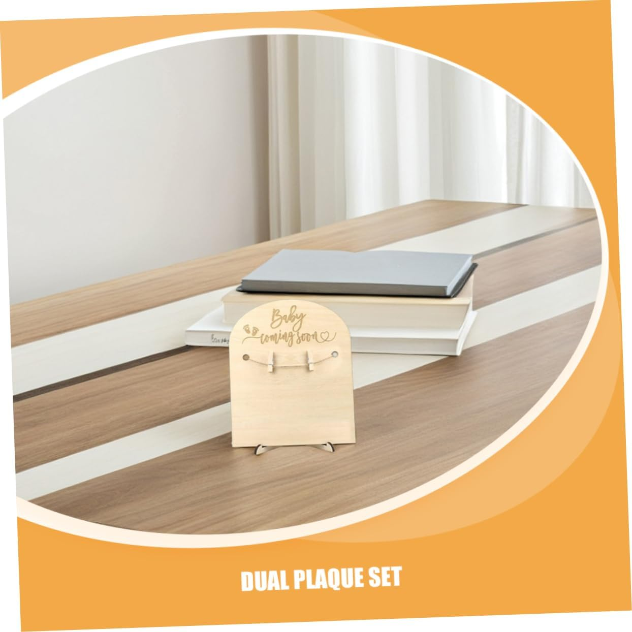 ADOCARN 2Sets Wooden Memorial Cards Birth Announcement Sign Stand and Clips Newborn Commemorative Plaque for Shower Gifts Hospital Sign Display image number 2