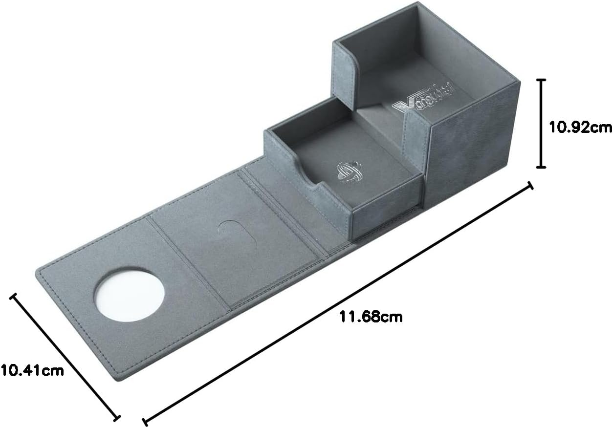 Gamegenic Cardfight!! Vanguard Nation'S Vault | Premium Deck Box | Holds up to 50 Double-Sleeved Cards | Extra Drawer for Power Counters and Accessories | Brandt Gate - Gray Color | Made image number 2