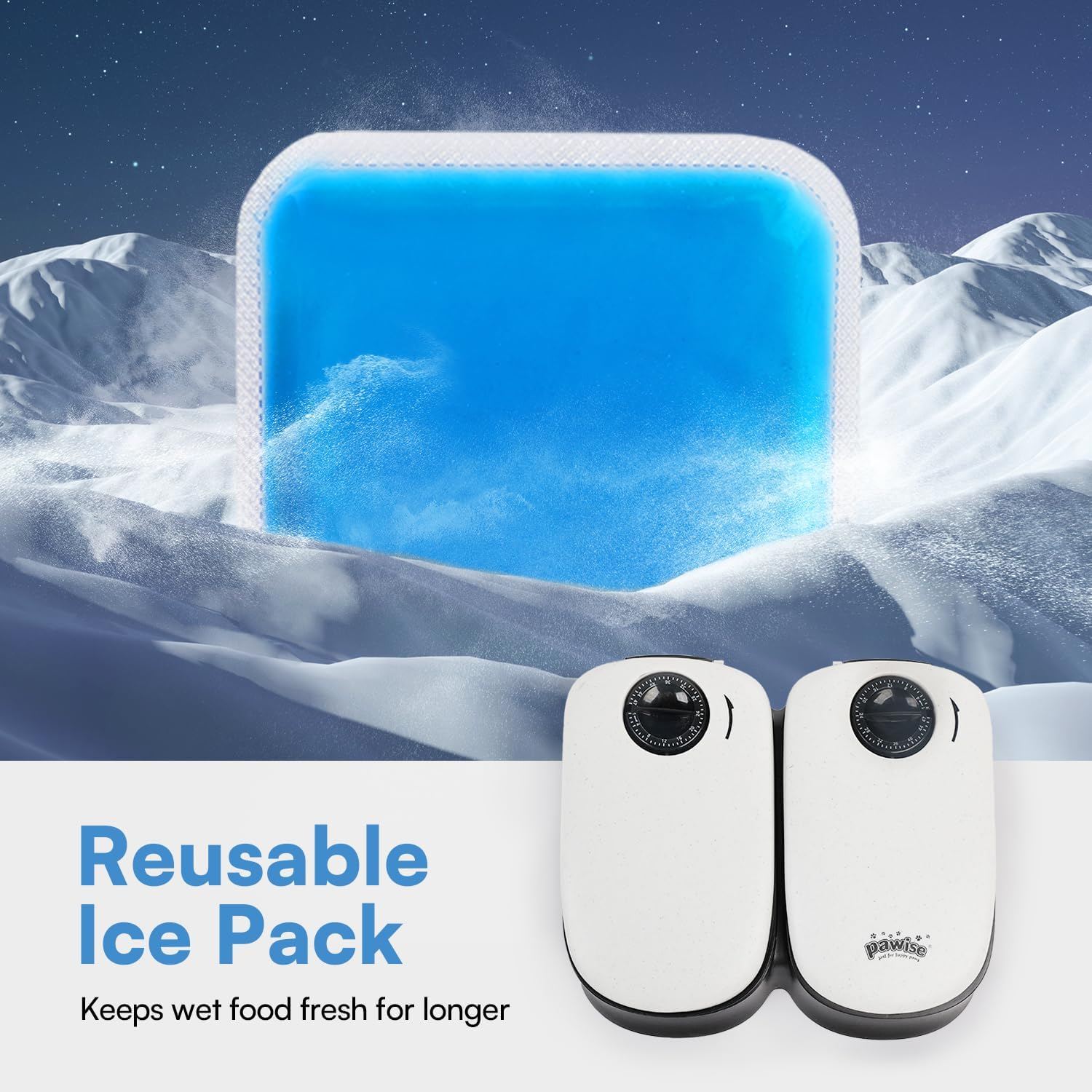 PAWISE 2-Bowl Automatic Pet Feeder for Dogs and Cats, Food Dispenser Station with Timer, 48-Hour, 1.5 Cups image number 3