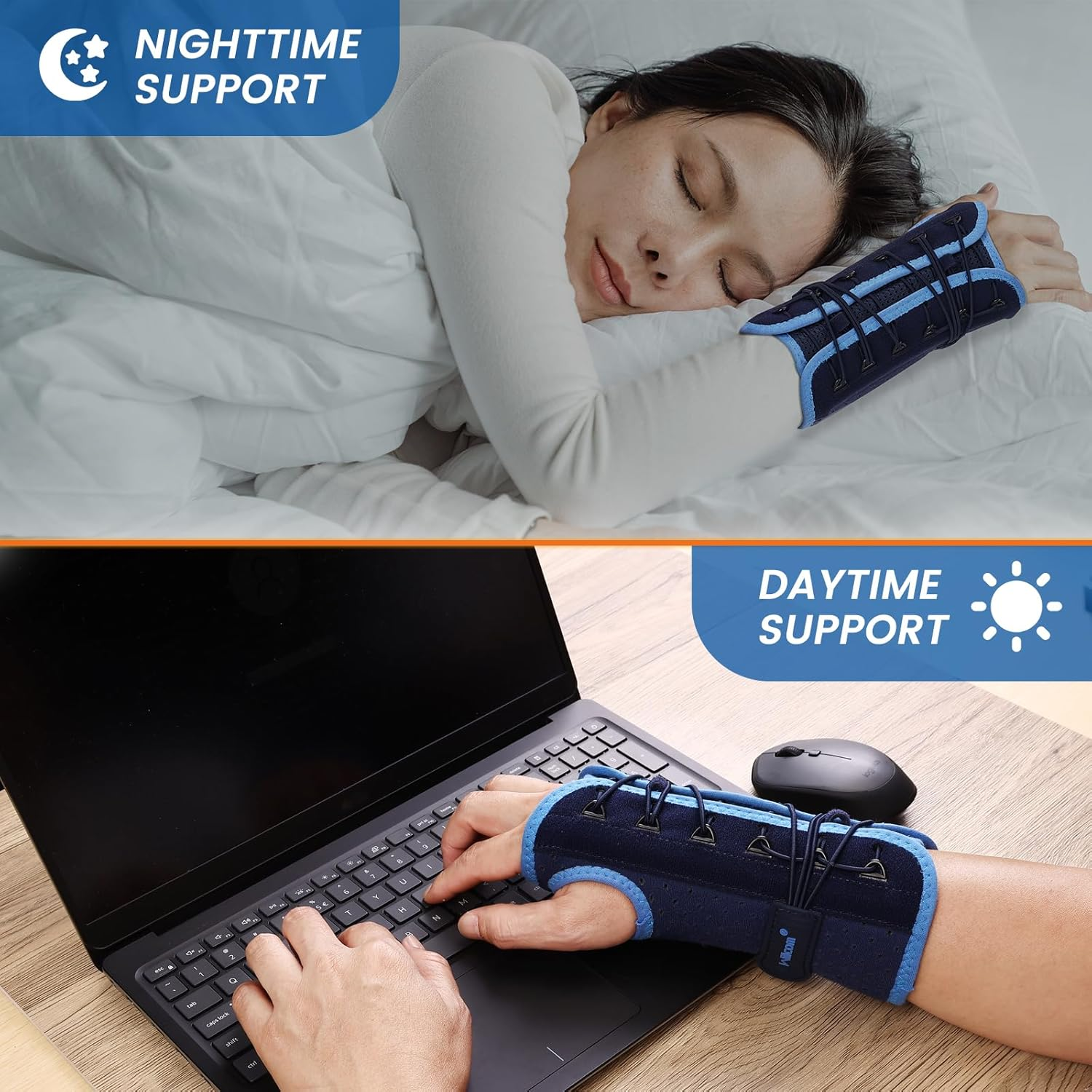 Willcom Quick Wrap Wrist Brace for Carpal Tunnel Syndrome, Night Sleep Support, Hand Splint for Arthritis Pain, Sprain, Sports Injuries(Right-Medium,6-8.5 Inch)