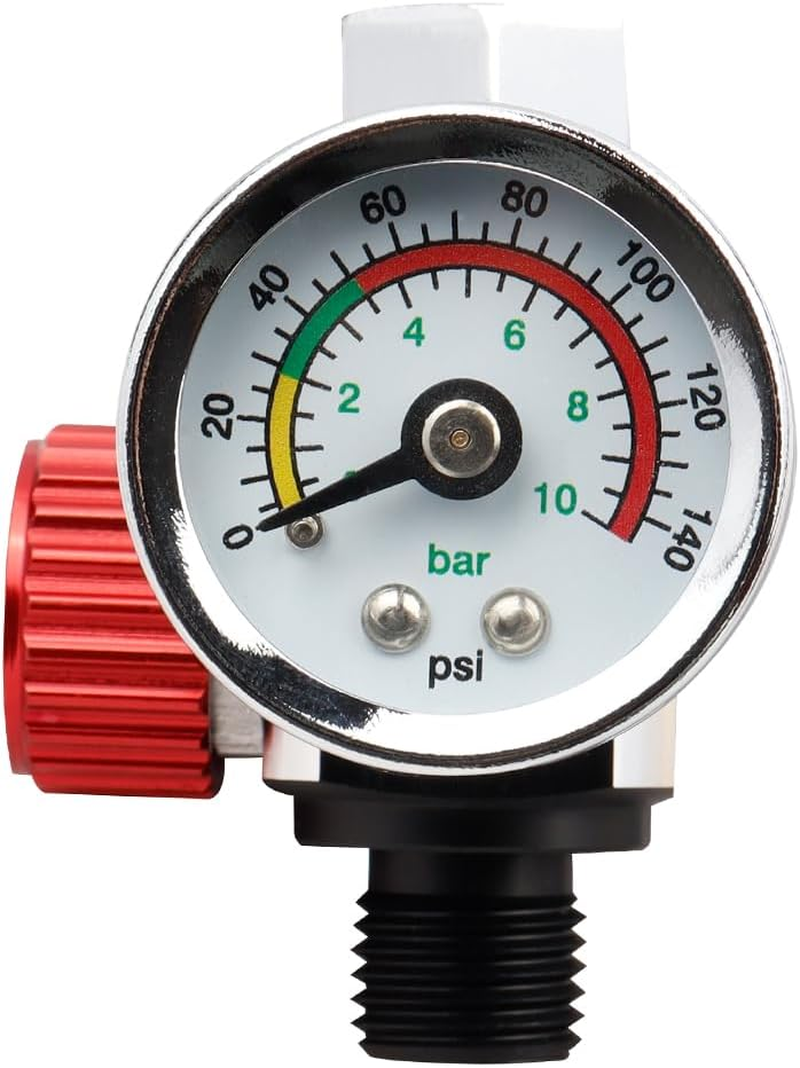 Yakamoz 1/4 Inch Air Pressure Regulator Kit, Professional Paint Spray Gun Adjusting Pressure Regulator Gauge for Pneumatic Tool image number 4