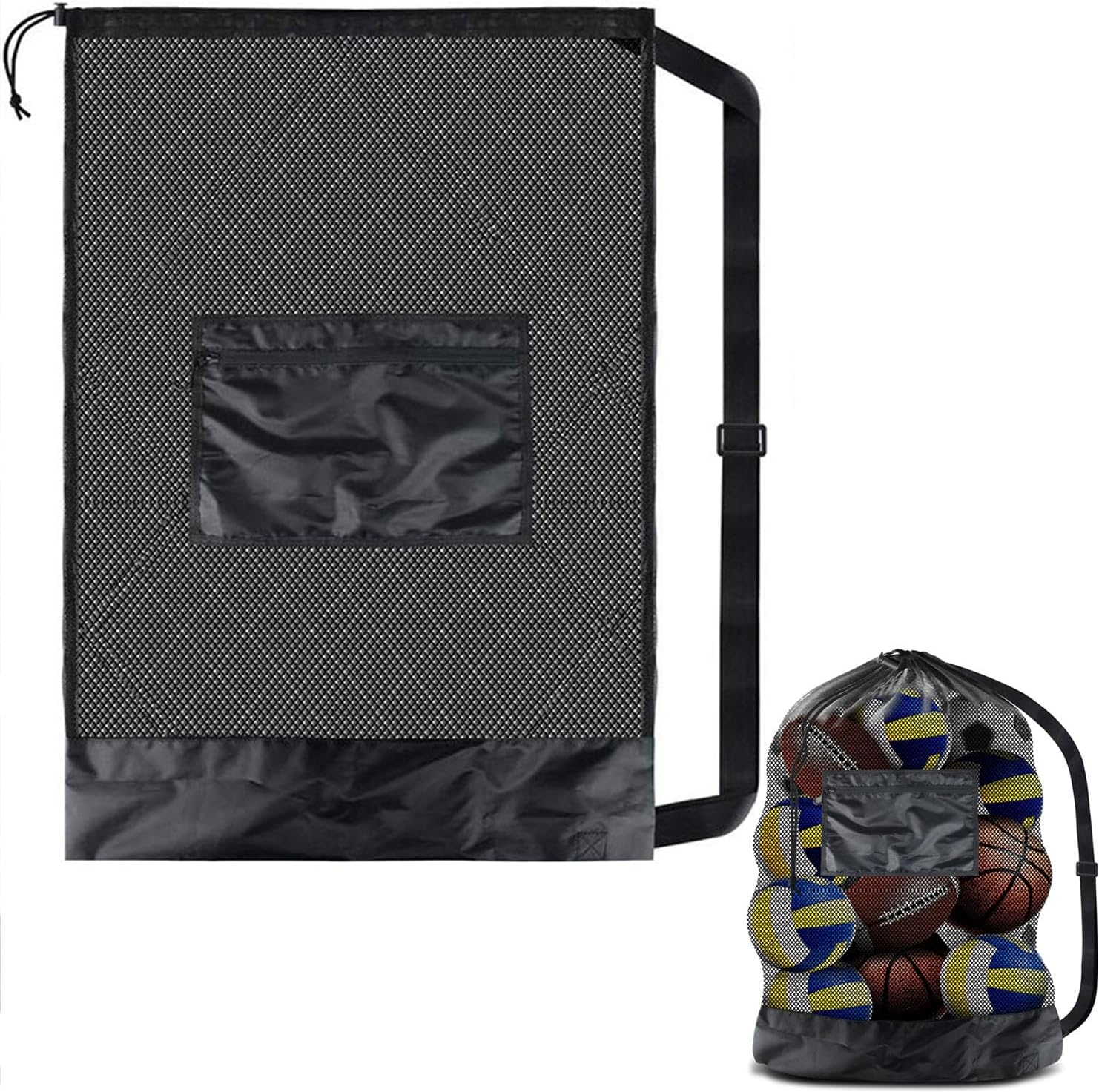 Limcryspp Extra Large Mesh Ball Bag，Mesh Soccer Team Bag, Drawstring Sports Equipment Storage Bag, Suitable for Basketball, Beach Cloth, and Swimming Equipment, Portable Storage Bag image number 3