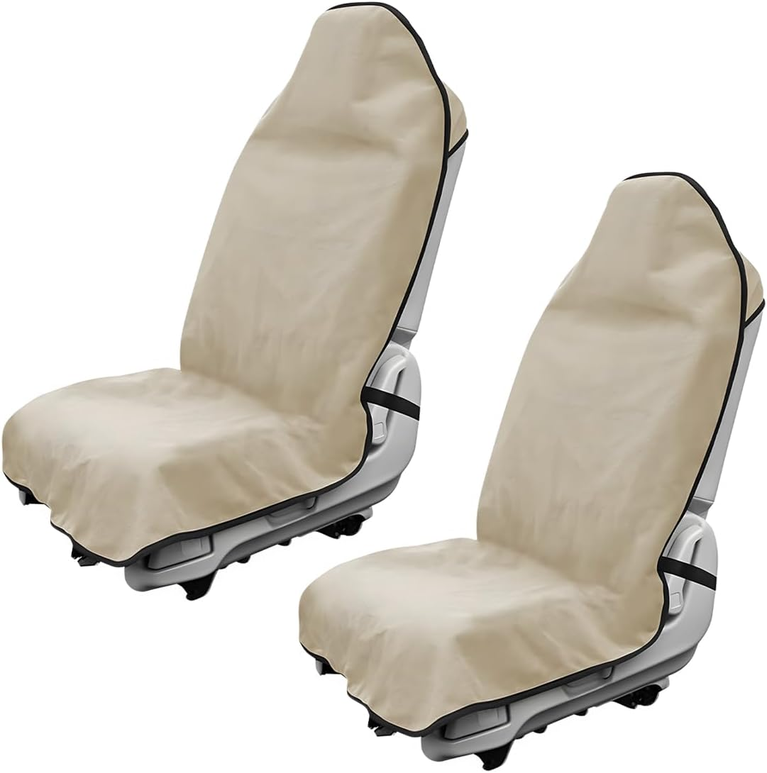 DXNQ Waterproof Car Towel Seat Cover, Sweating Non-Slip Premium Towel Carseat Cover Protector, Universal Soft Machine Washable Car Truck SUV Front Seat Cover for Gym Workout Beach Hiking (Black)