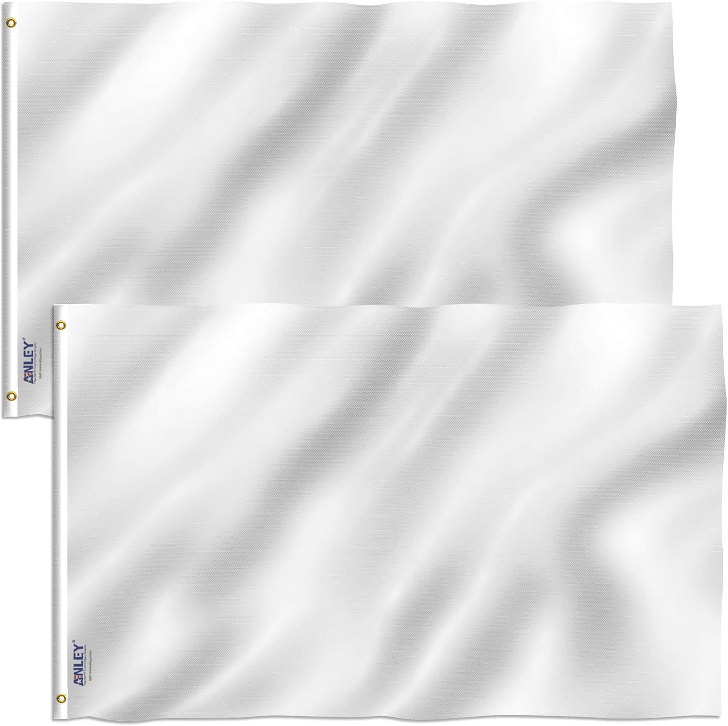 ANLEY Pack of 2 Fly Breeze 3X5 Foot Solid White Flag - Vivid Color and UV Fade Resistant - Canvas Header and Double Stitched - Plain White Flags Polyester with Brass Grommets 3 X 5 Ft - Green Pack Of 2 image number 5