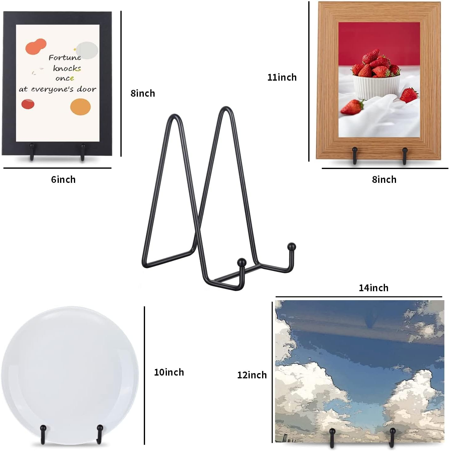 3 Pcs 6'' Plate Stand Display Plate Holder Picture Stand Iron Easel Stand.Book Display Stand Tabletop Art Decorative Trays (Black)