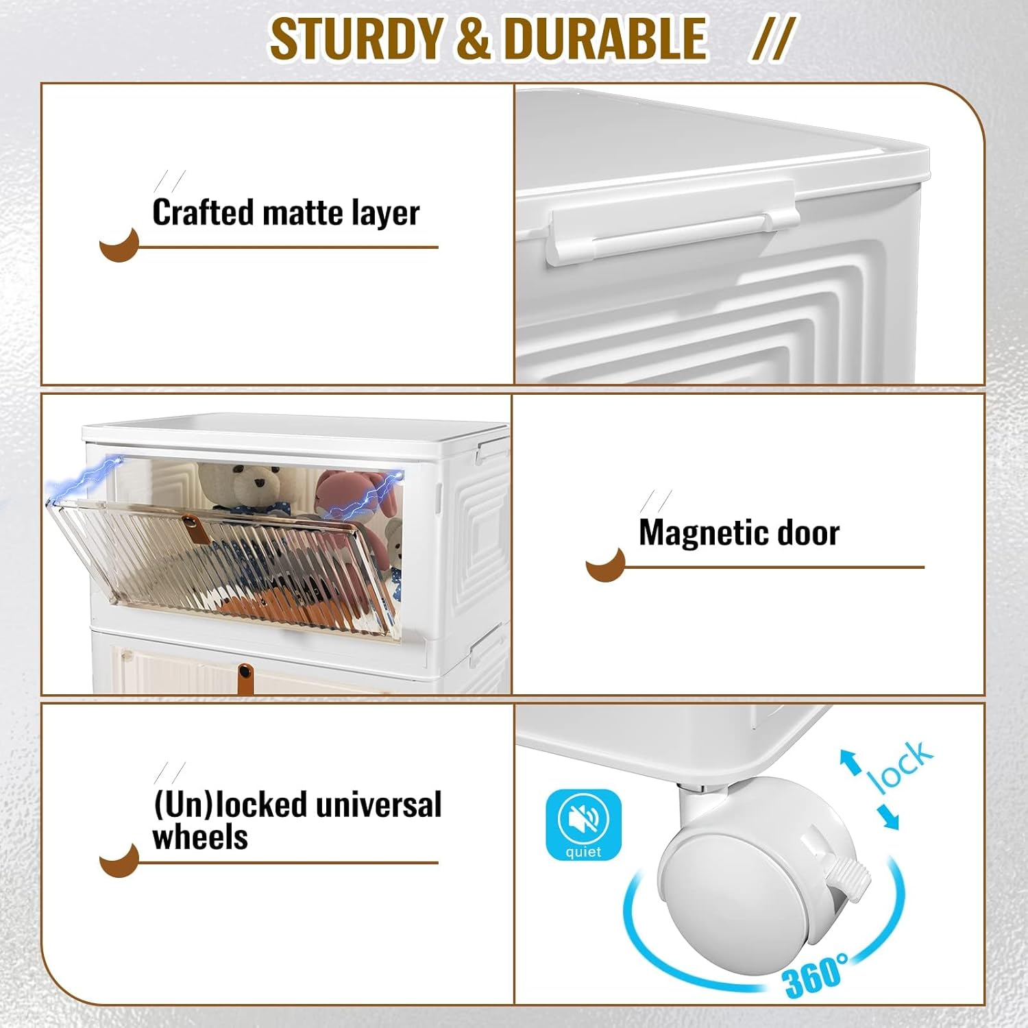 3 Tier Stackable Plastic Storage Bins with Lids and Wheels -Totally 69 Litres Closet Organizers and Storage Box, Foldable Storage Containers for Home, Pantry, Office, Dorm Room image number 5