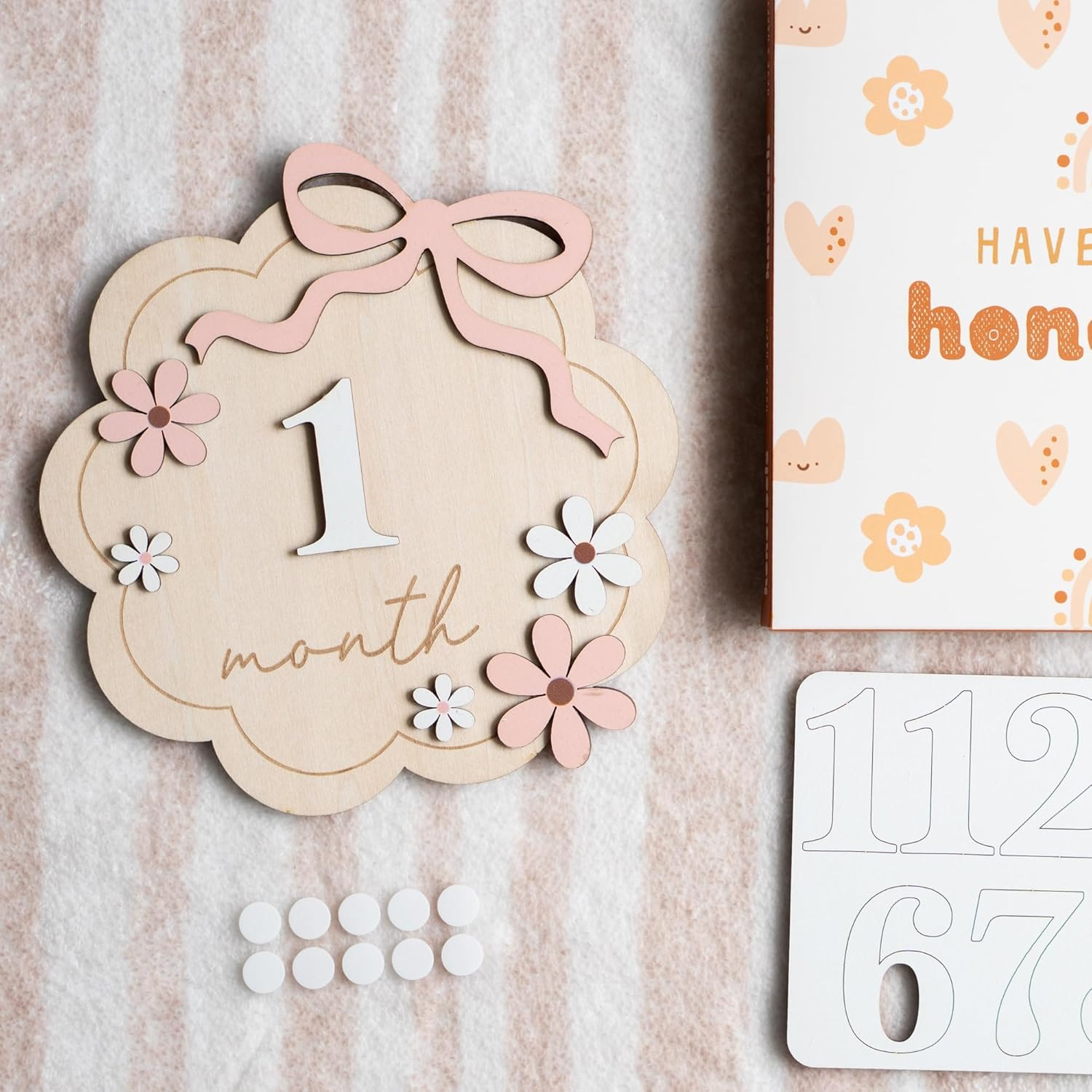 Baby Monthly Milestone Sign,1-12 Monthly Baby Milestone, Month Milestone Baby Girl, Baby Months Milestone, Newborn Photography Props Double-Sided