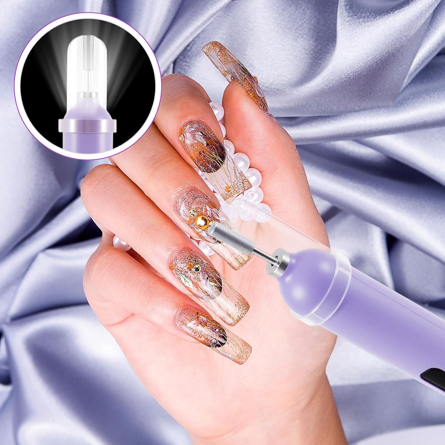 Electric Nail Drill Set for Manicure, Pedicure, Nail File Kit with 8 Bits, Professional Nail Care Tool for Acrylic Gel Nails, Home Salon image number 4