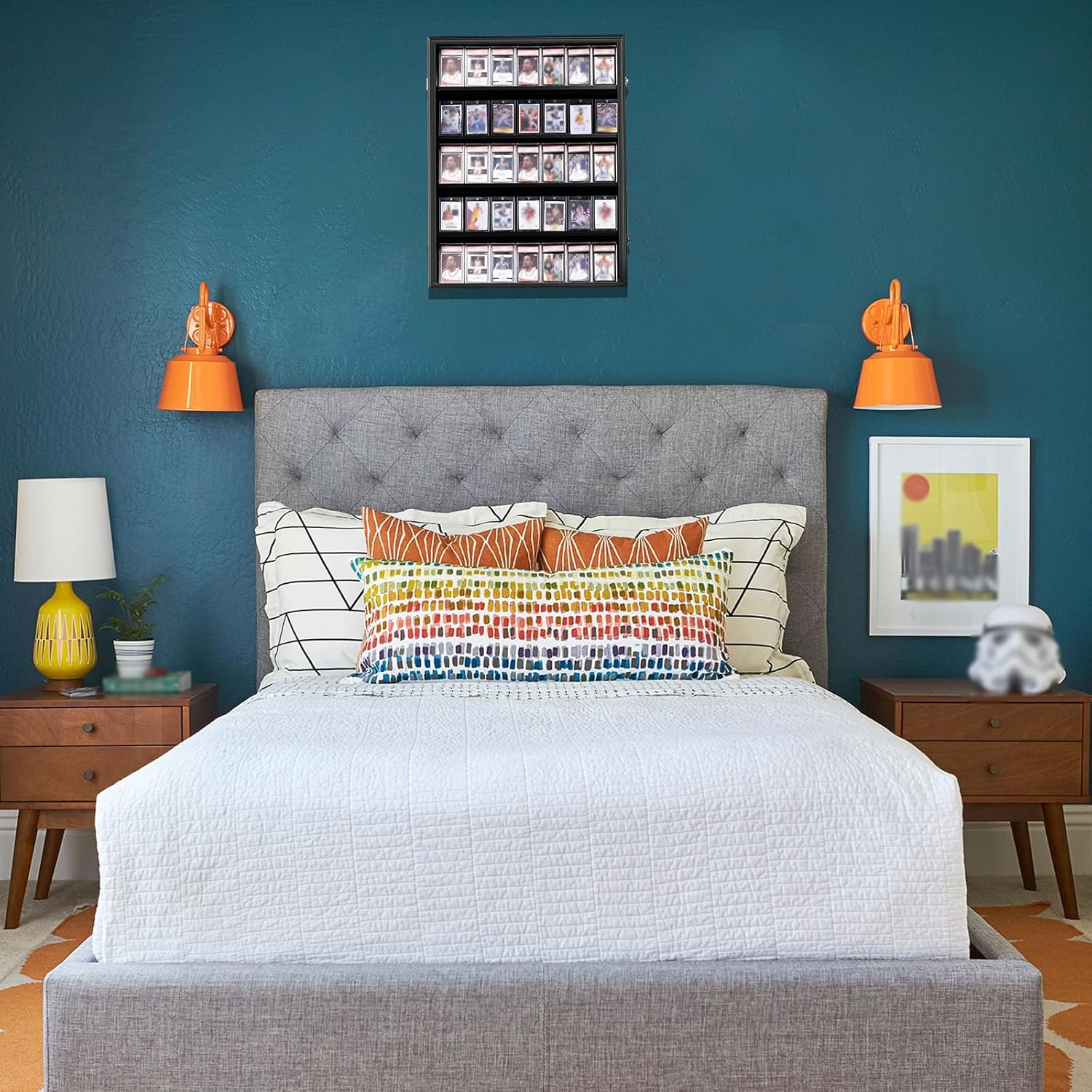 Sboitflmm 35 Graded Baseball Card Display Case - Wall Mount with Lock - UV Protection Acrylic - Sports Trading Cards Frame for Basketball, Football & Hockey (-Vertical) image number 2