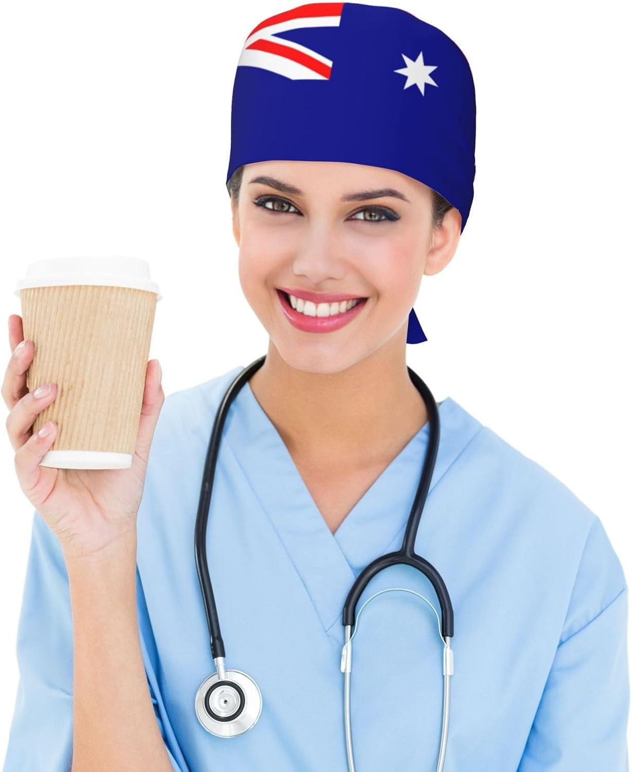 WHJDPP Australian Flag Printing Cleaning Working Cap Chef Hat for Women and Men, for Surgical, Nursing Black
