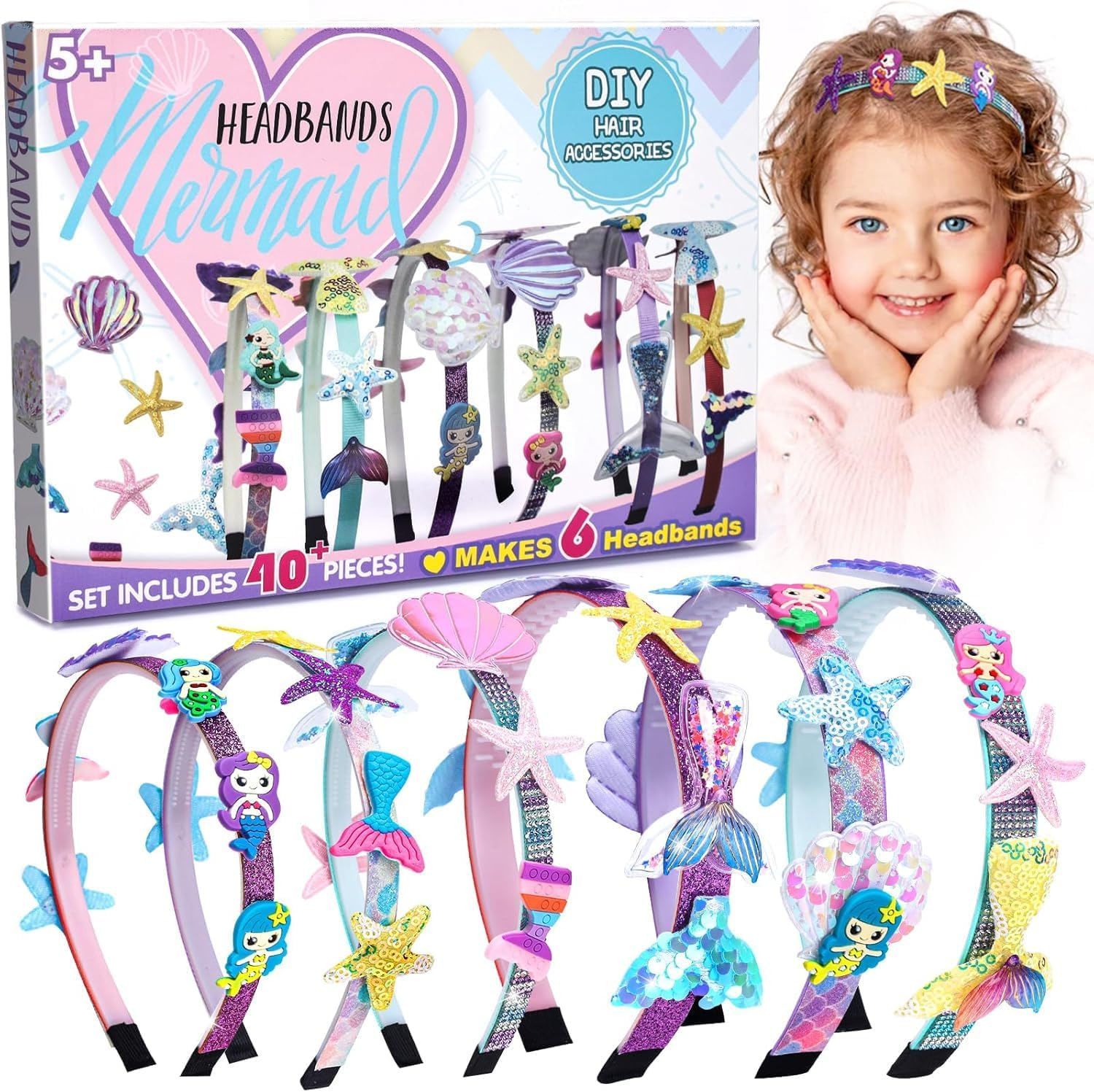 Best Presents for 4-10 Year Old Girls,Hair Accessories Making Set Mermaid Tiara - Girls' Birthday Gift Ideas Toy for 4-10 Years Old