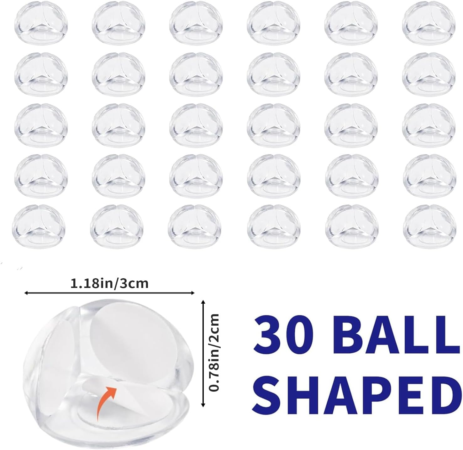 Jewan Transparent Baby Safety Corner Protectors, Pack of 30, Curved, 32Mm Thick, PVC Silicone, for Baby Fall Protection Furniture image number 2