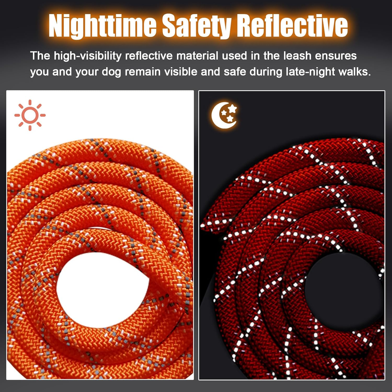 Dog Training Leash 5M 10M 15FT 30FT Reflective Extra Long Dog Lead Leash outside Puppy Camping Safety Back-Yard Rope Dog Lead for Small Medium Large Orange Dog Leash 15FT(5M) image number 6