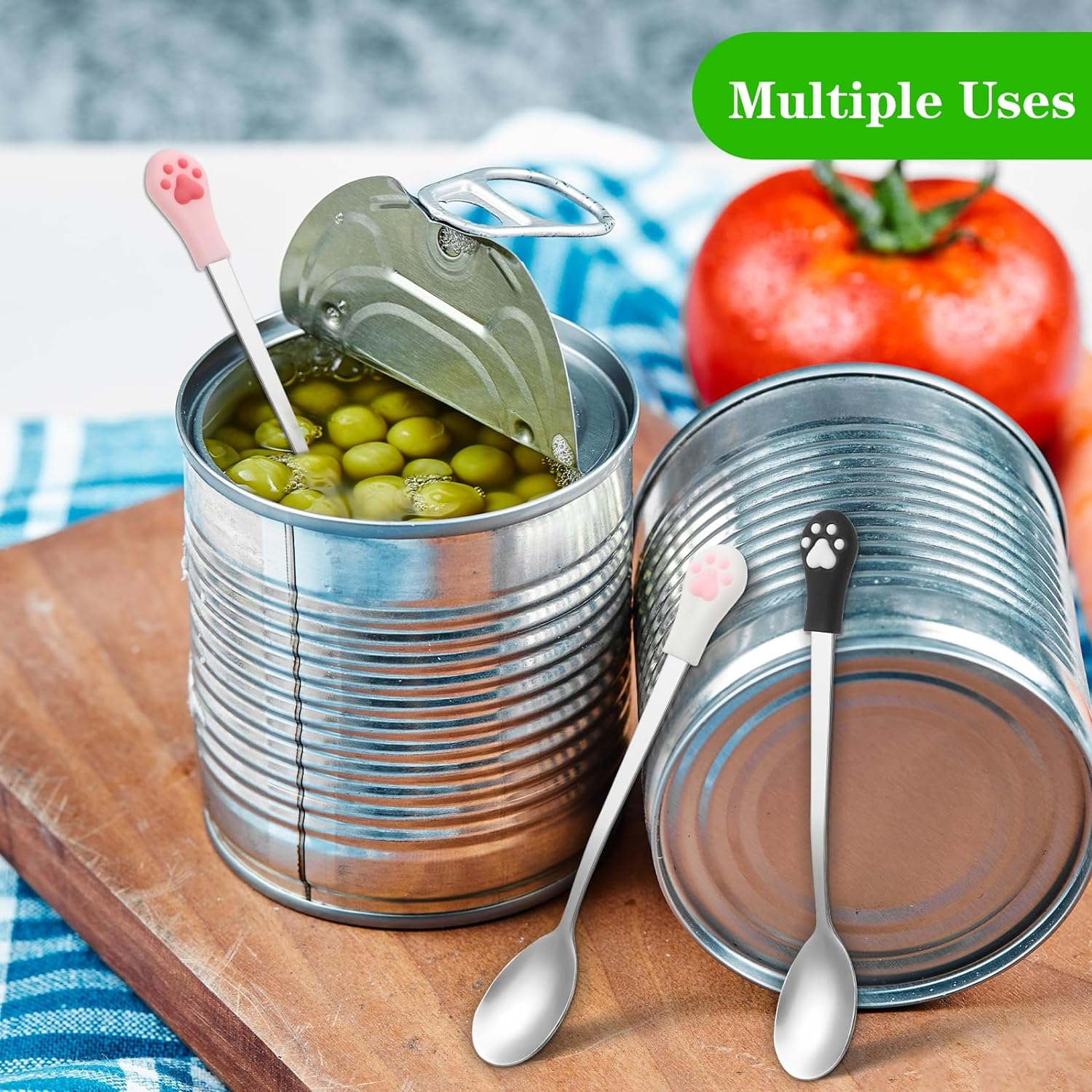 Dog Cat Spoon 3 PCS Cute Pet Can Spoon Stainless Steel Pet Food Spoons Long Handle Cat Canned Scoop Kitten Claw Spoons for Dog Wet Food (White Pink Black) image number 6